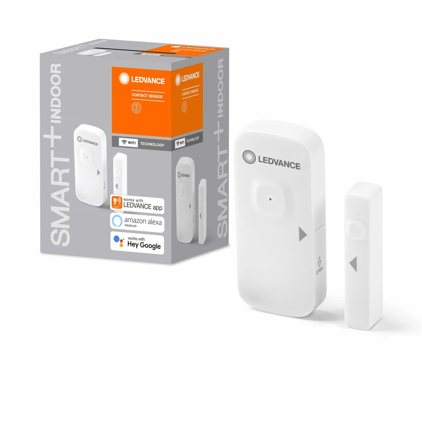 LEDVANCE SMART+ Czujnik kontaktowy z technologią Wifi do wykrywania otwartych drzwi i okien, sterowanie za pomocą smartfona, kompatybilny z Alexa i Google, opakowanie 1 szt.