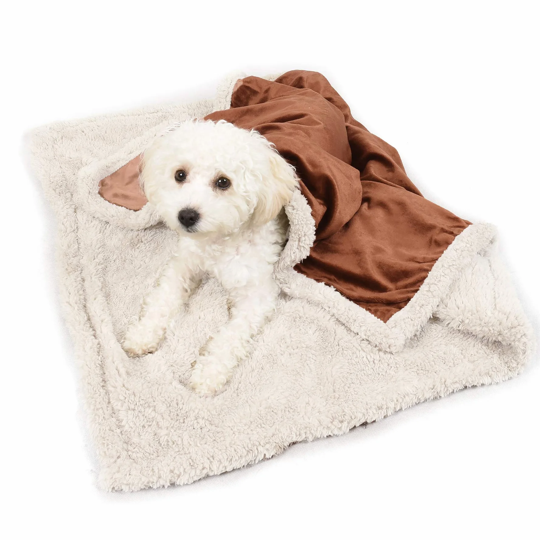 Pawsse koc polarowy dla psa, zmywalny, miękki, ciepły, puszysty, Sherpa, dwuwarstwowy koc dla psa, kot, 114 cm x 76 cm
