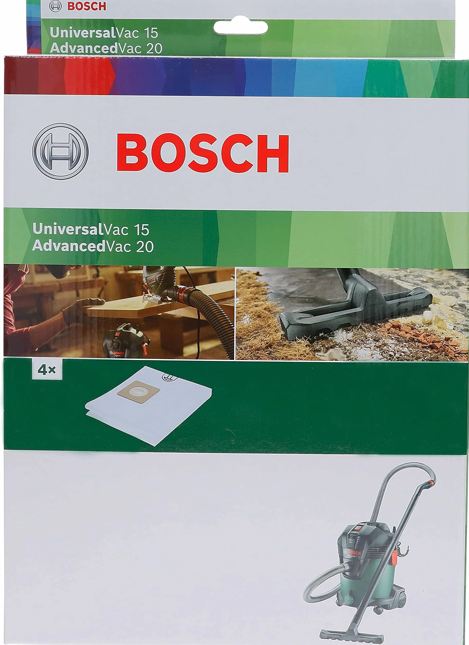 Bosch 4x worek włókninowy do odpylaczy (dedykowane modelom Bosch AdvancedVac 20, UniversalVac 15, osprzęt do odpylaczy)