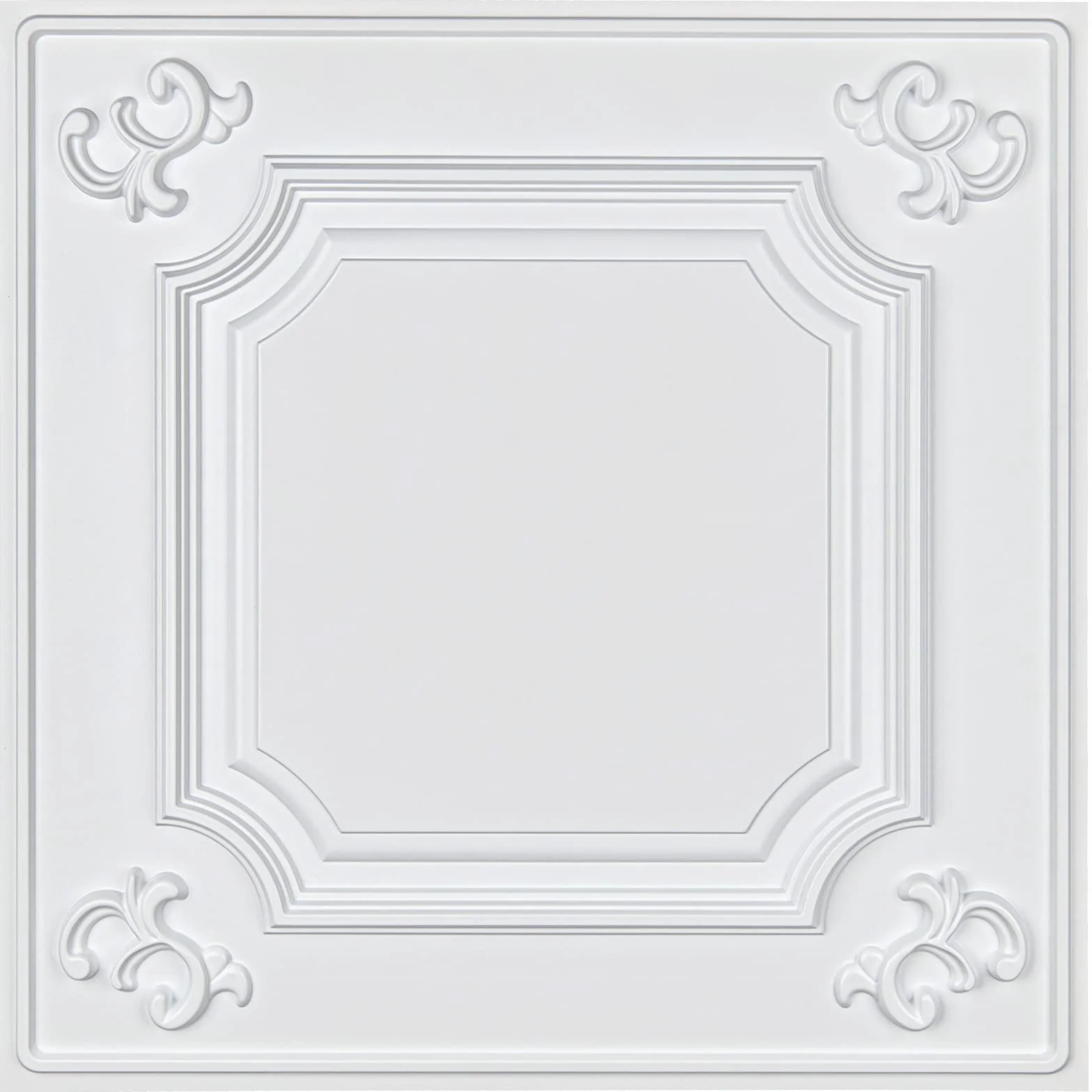 Art3d Wiszące płytki sufitowe Panele ścienne 3D 61 x 61 cm białe 12 szt. 4.5 ㎡