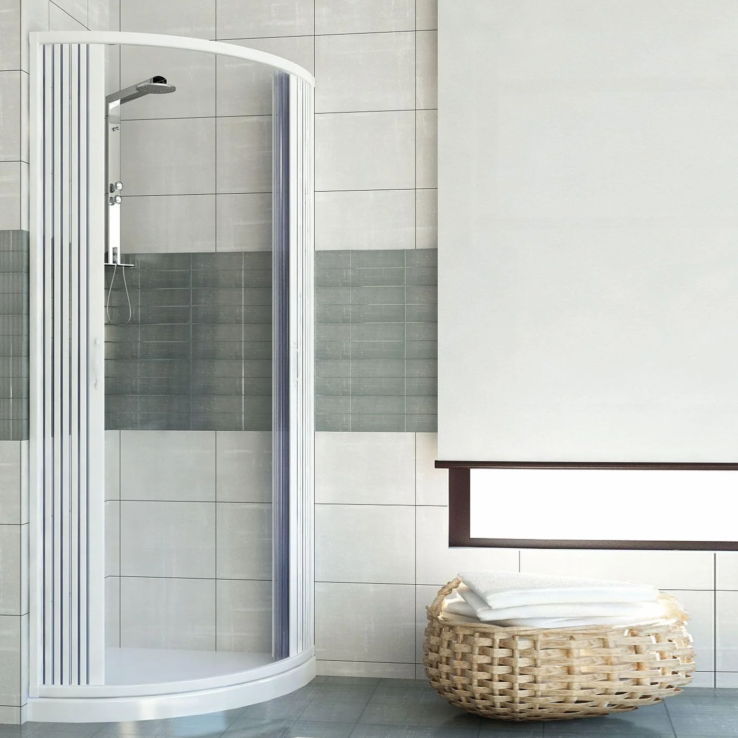 ROLLPLAST PINTO PVC kabina prysznicowa ćwierć koła 80 x 80 z centralnym otworem Mod. Scorpione
