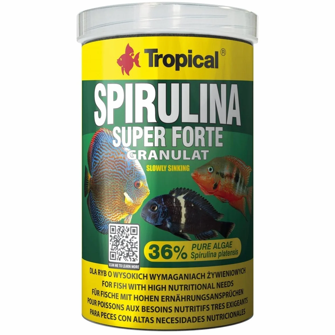 Pokarm roślinny z wysoką zawartością spiruliny SUPER SPIRULINA FORTE GRANULAT 100ml / 60g