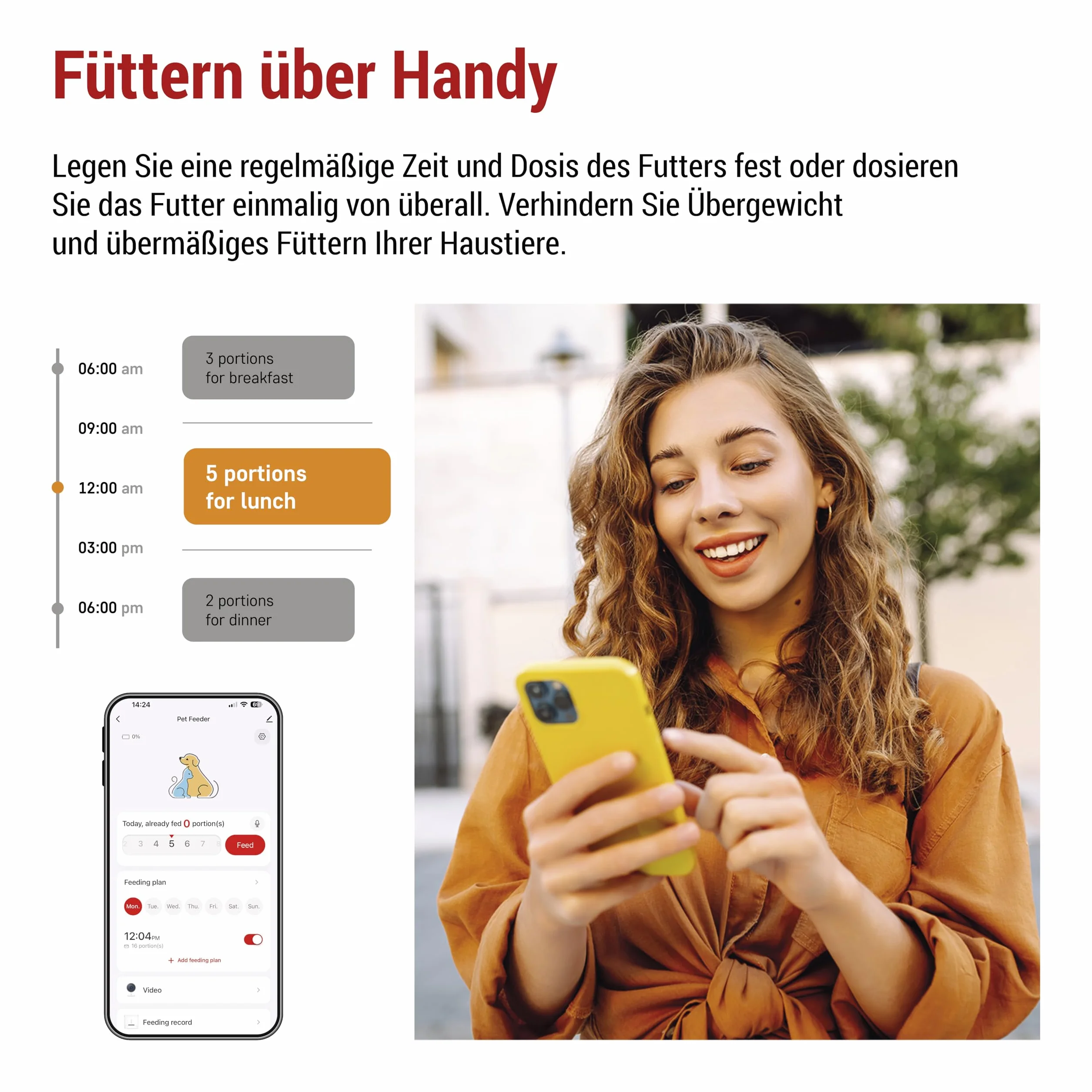 EMOS - GoSmart automat do karmy 4 l – WLAN Pet Care dozownik karmy z aplikacją – automat do suchej karmy dla kotów i psów z harmonogramem, nagrywanie głosu, dozowanie 1-10 posiłków dziennie - czarny