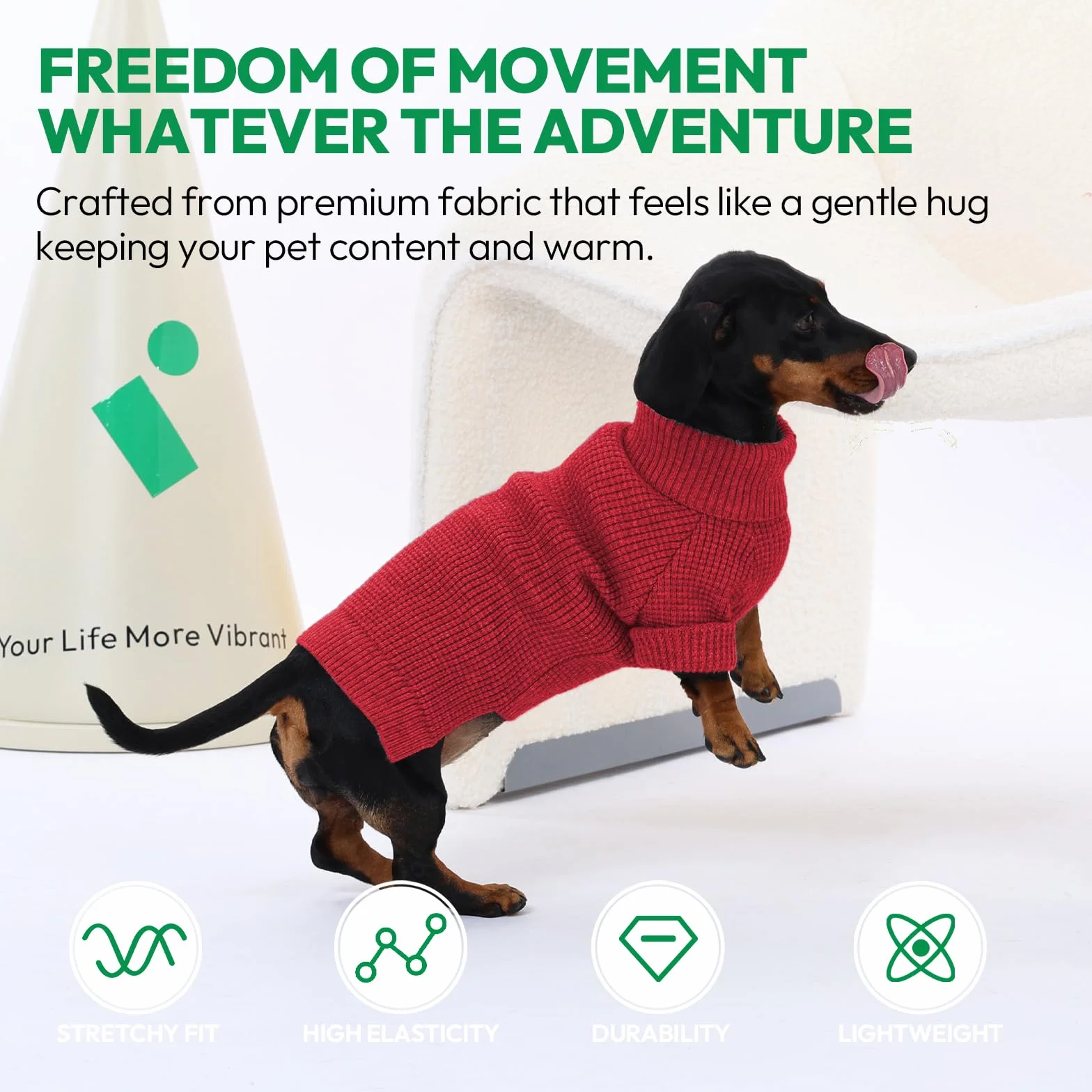 KONVINIT Sweter dla psa średniej wielkości – oddychający sweter dla psa dla buldoga francuskiego i Corgi, długi rękaw z golfem