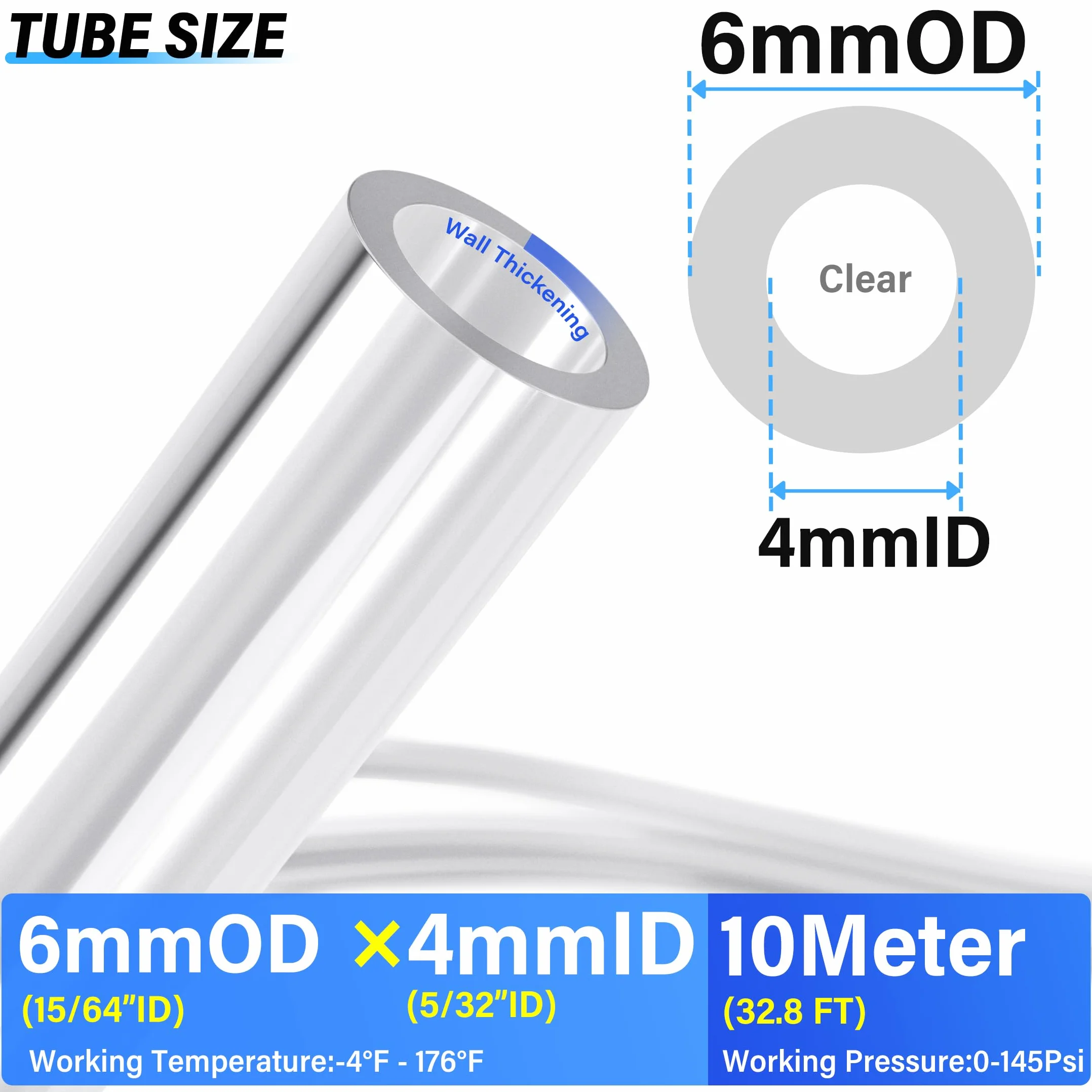 TAILONZ PNEUMATIC Czysty 6 mm OD 10 metrów PU rura powietrzna wąż Pu wąż powietrza do przewodów powietrznych lub rur transferowych płynu