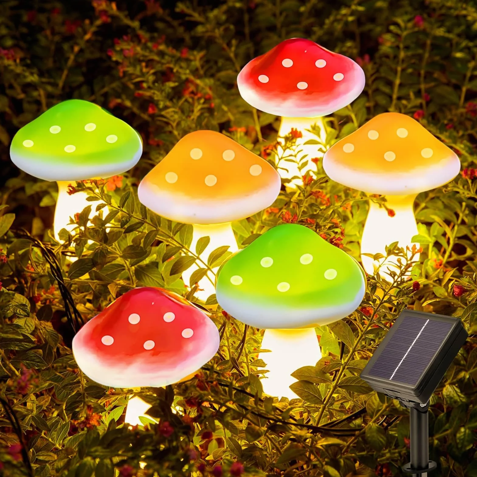 Joycome Solarne dekoracje ogrodowe z 6 diodami LED grzyb wodoodporne dekoracje solarne na podjazd, krajobraz, płot, trawnik, ogród, dekoracje weselne