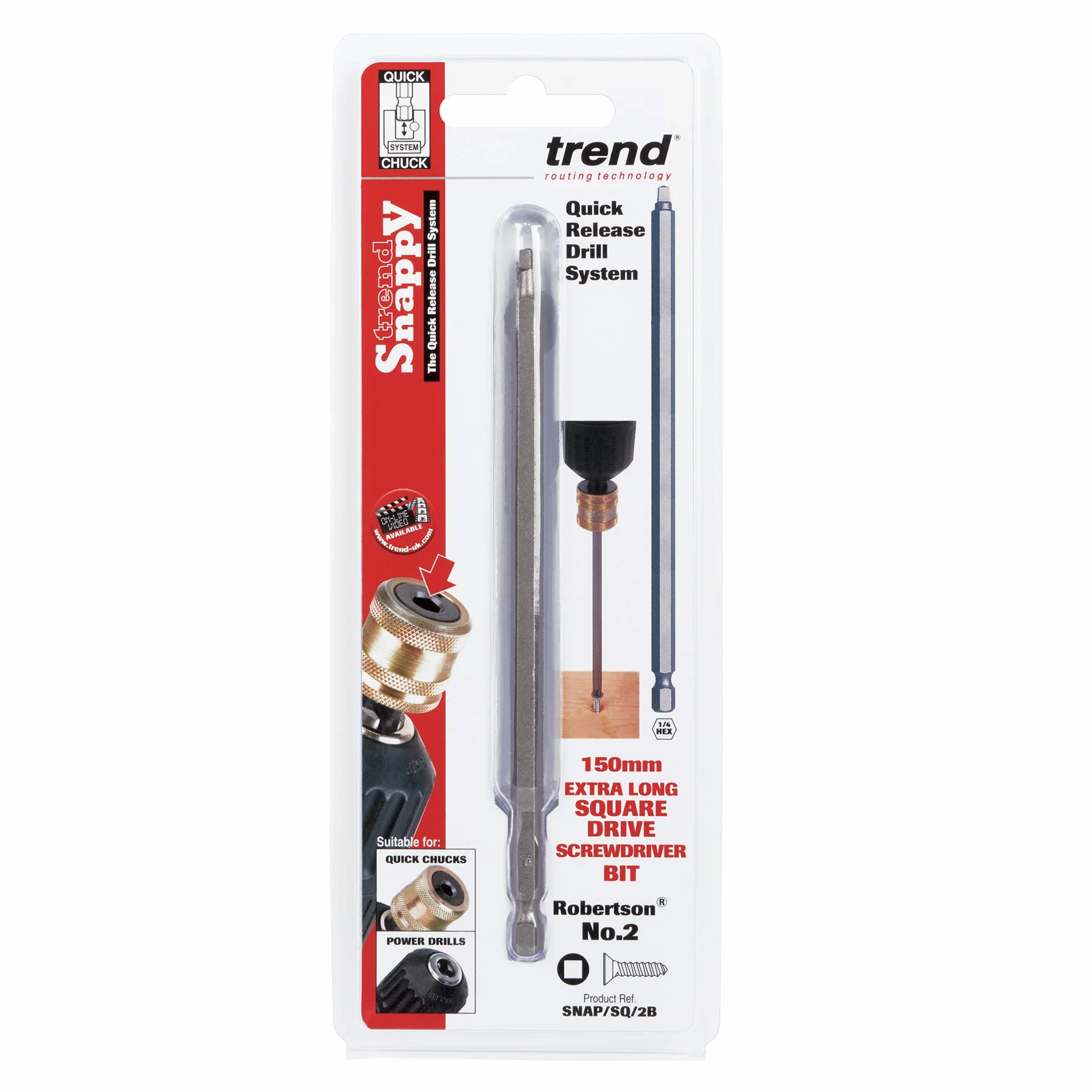 Trend Snappy Square Robertson No.2 Driver Bit 150mm do śrub Pocket Hole