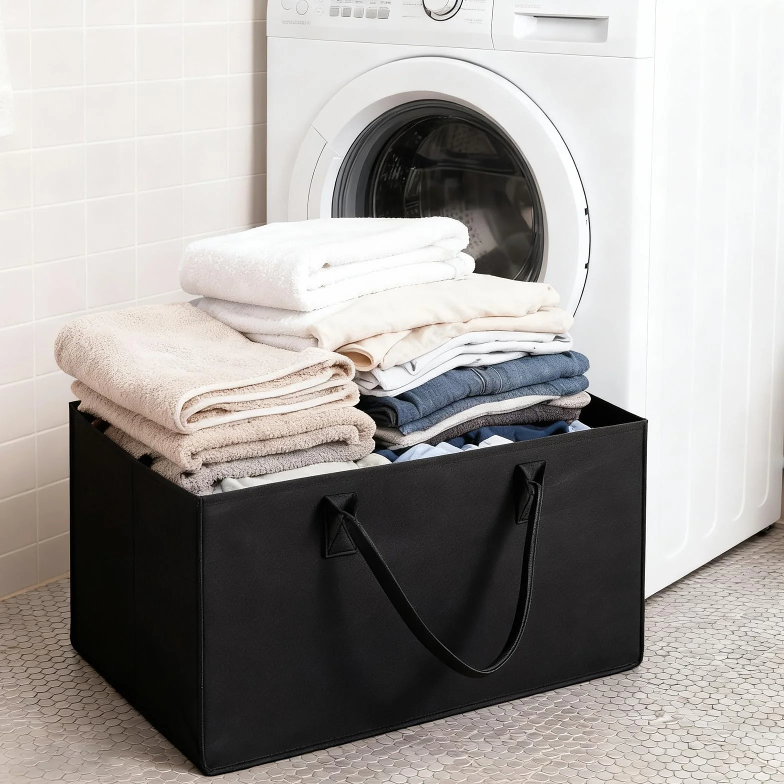efuturetime Torba filcowa składany kosz na drewno 61x32x32 cm 60 l czarny