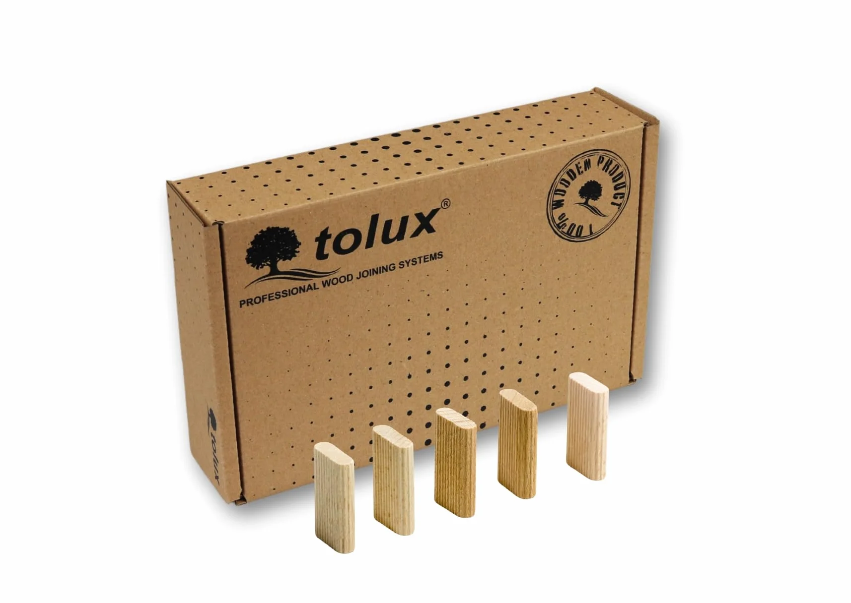 Tolux Łącznik Ryflowany 5x19x30 [mm] 300 sztuk, Kołki drewniane bukowe prostokątne, Kompatybilne z wszystkimi maszynami stolarskimi, Wykonane z wysokiej jakości drewna bukowego wg normy DIN 68150