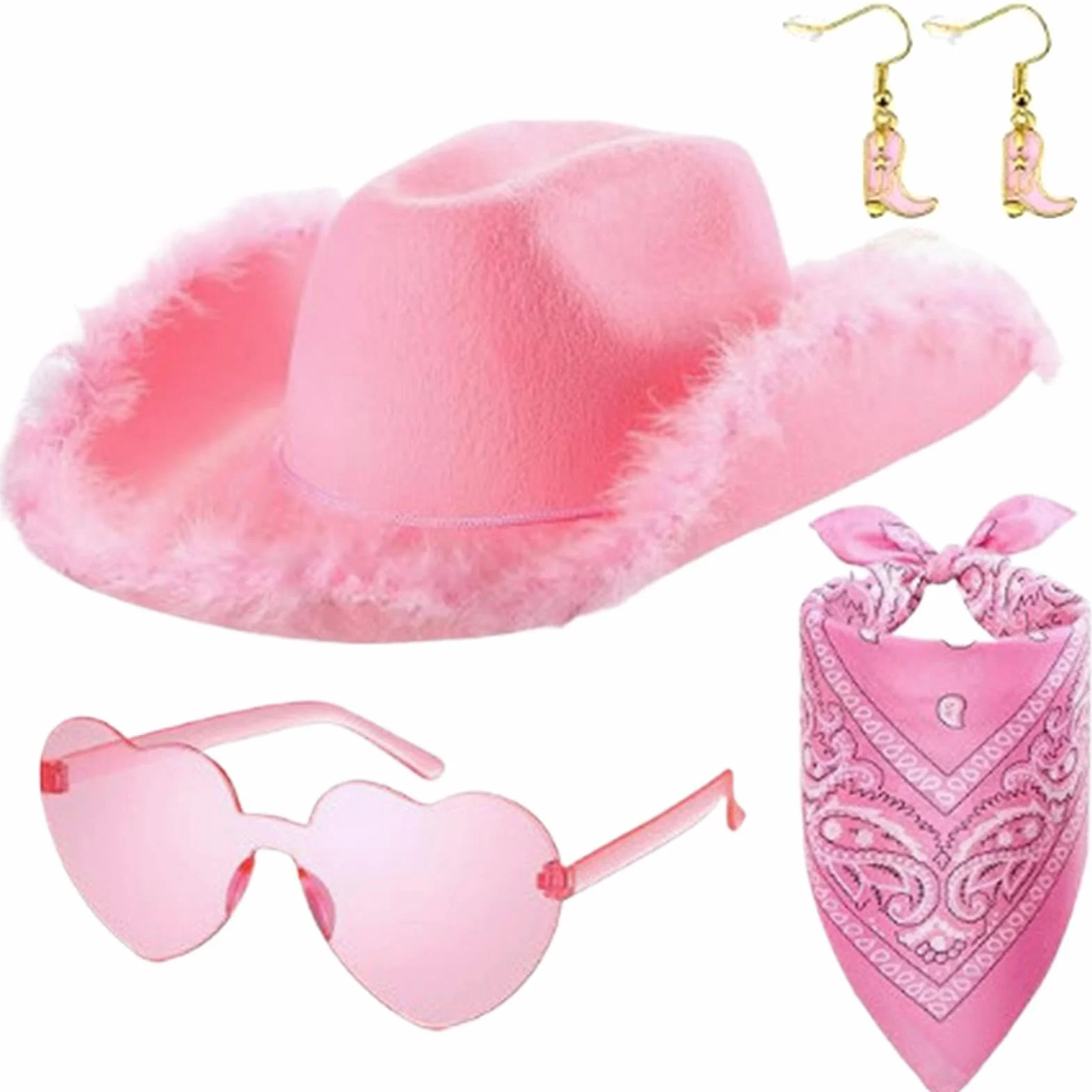 Kapelusz Casual Cowgirl 4 x Pink Hat, Women Cowboy Hat, Carnival Costume, Girlfriend Wife Mother Role Play Festival and Casual Wear