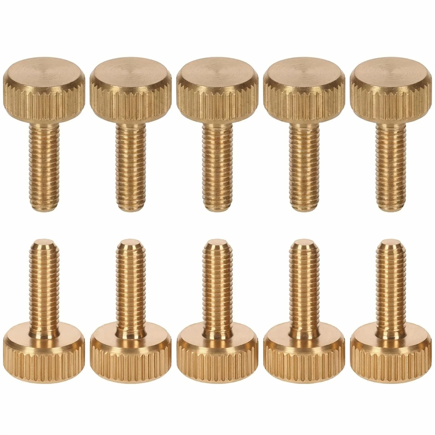 PrecisionGeek - Śruby Radełkowane Płaskie M6 x 10mm, Mosiądz (zestaw 10 sztuk)