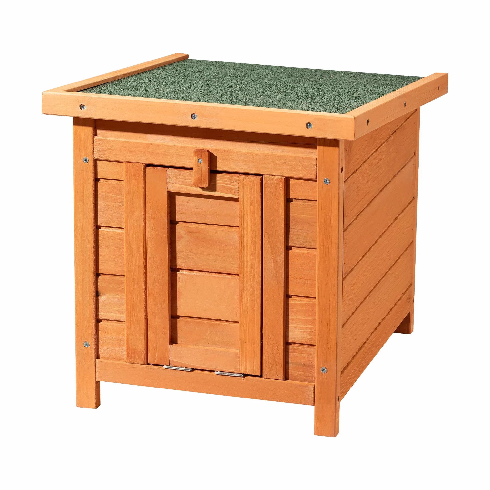Wiltec Domek dla kota 420 x 515 x 430 mm z drewna świerkowego, budka dla małych zwierząt z otwieranym dachem i bitumicznym pokryciem, klatka do ogrodu i na balkon