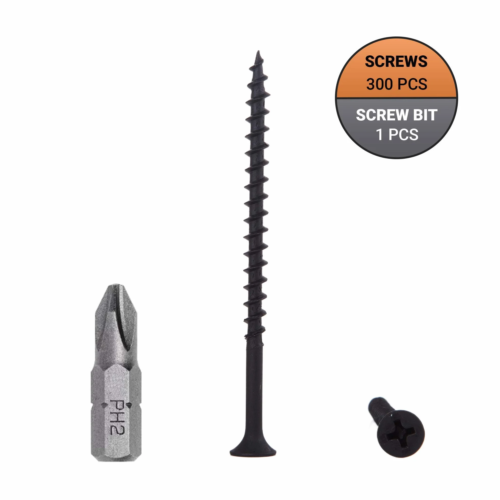 (300 sztuk) czarne fosforanowe, stal węglowa 4,2 x 70 mm wkręty do drewna, śruby do płyt gipsowo-kartonowych, uchwyty do płyt wiórowych, Philips Bugle Head (300, 4,2 x 70 mm)