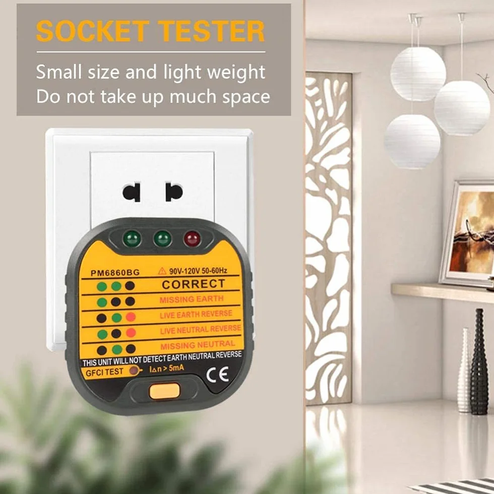 50-60Hz automatische elektrische US-Steckdose Tester für Home PM6860BG / DR/ER mit RCD-Testfunktion(EU Plug)