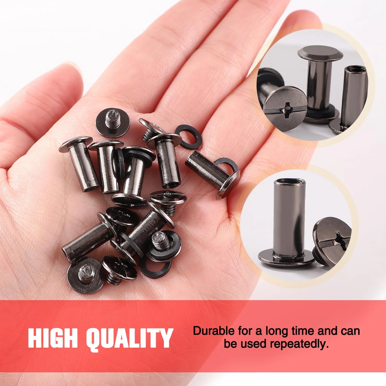 YIXISI 20 Zestaw M5x12mm Zestaw Śrub do Oprawy Chicago, Zestaw Śrub do Oprawy Książek, Śruby do Oprawy Chicago, do Dekoracji Skóry, Czarny Nikiel