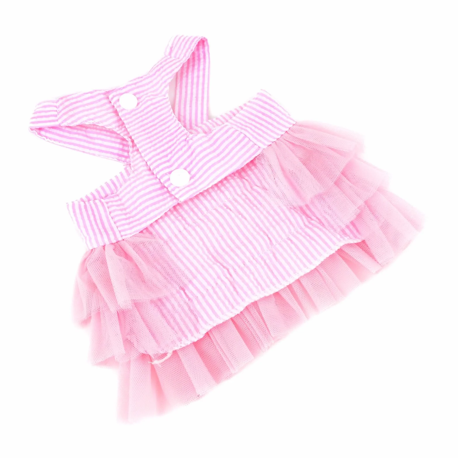 PAIDEFUL Sukienka dla małego psa w paski denim organza kokarda koraliki spódnica tutu lato miękka wygodna oddychająca ubrania dla szczeniaka bez rękawów guzik odzież dla kociąt, różowa, L
