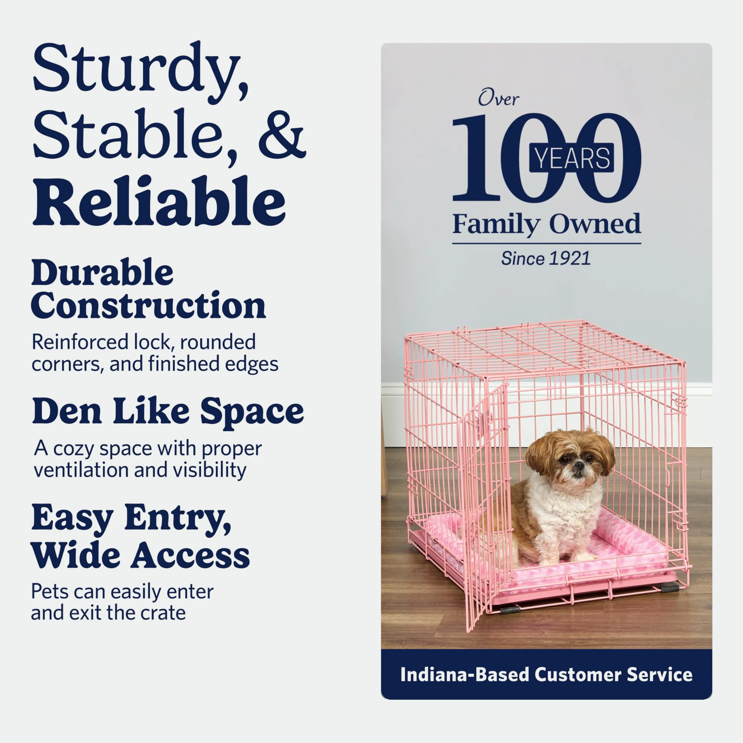MidWest Homes for Pets Nowo ulepszona pojedyncza skrzynia dla psa iCrate o długości 60,96 cm, zawiera szczelną patelnię, nóżki chroniące podłogę, panel działowy i nowe opatentowane funkcje, różowy,