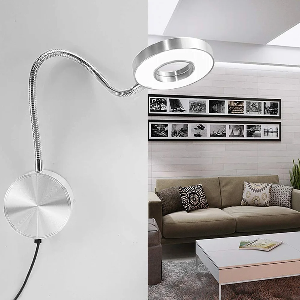 LANMOU Lampa do czytania ścienna – 5 W LED lampa ścienna z wtyczką – ściemniacz i 3 temperatury barwowe – lampka do czytania na łóżku – 40 cm – kabel USB – 420 lm – lampka nocna aluminiowa – ochrona