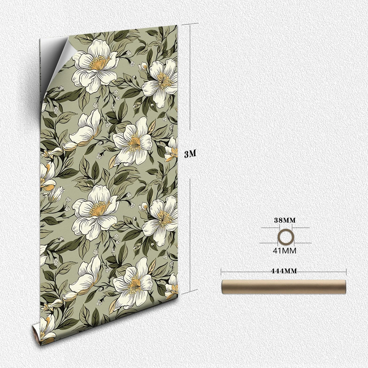 Samoprzylepna tapeta 44 x 300 cm kwiatowy papier kontaktowy zielony liść usuwalna folia winylowa