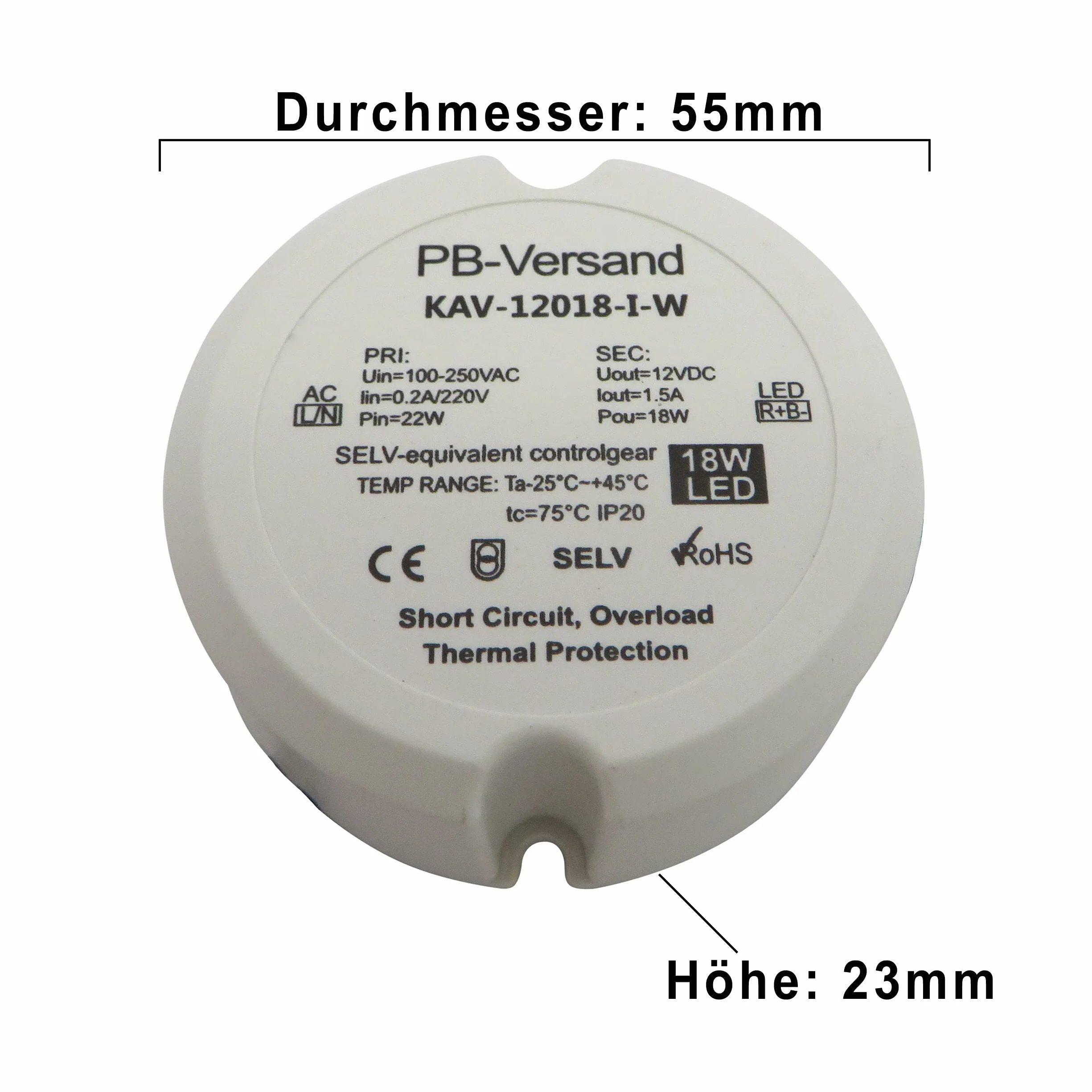 LED żarówka transformator 12 V DC 12 W okrągły 18 W