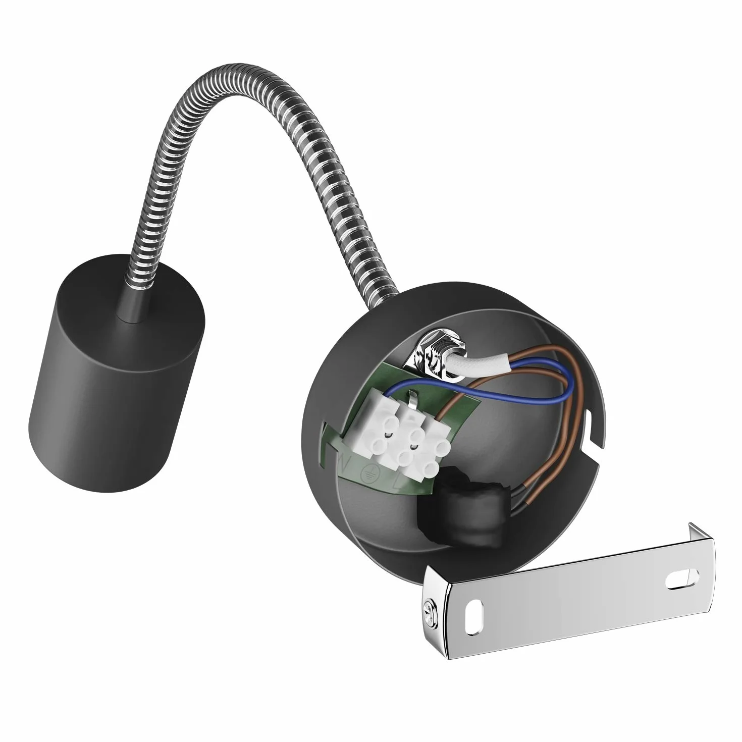 ledscom.de Lampa do czytania/światło ścienne WAIKA, gęsia szyja, przełącznik, czarny mat, 1x GU10 maks. 60W