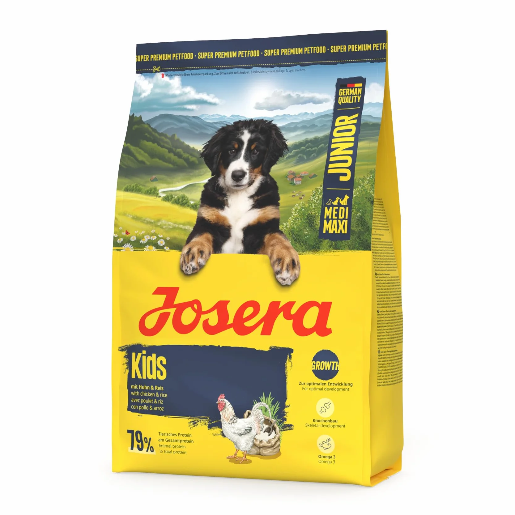 JOSERA Junior Kids Kurczak i ryż 3 kg Sucha karma dla rosnących większych psów bezglutenowa