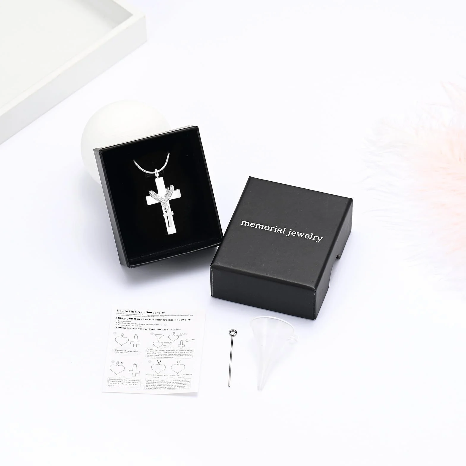 Biżuteria kremacyjna do wisiorka na popiół – krzyż urna naszyjnik z mini keepsake urn memorial biżuteria
