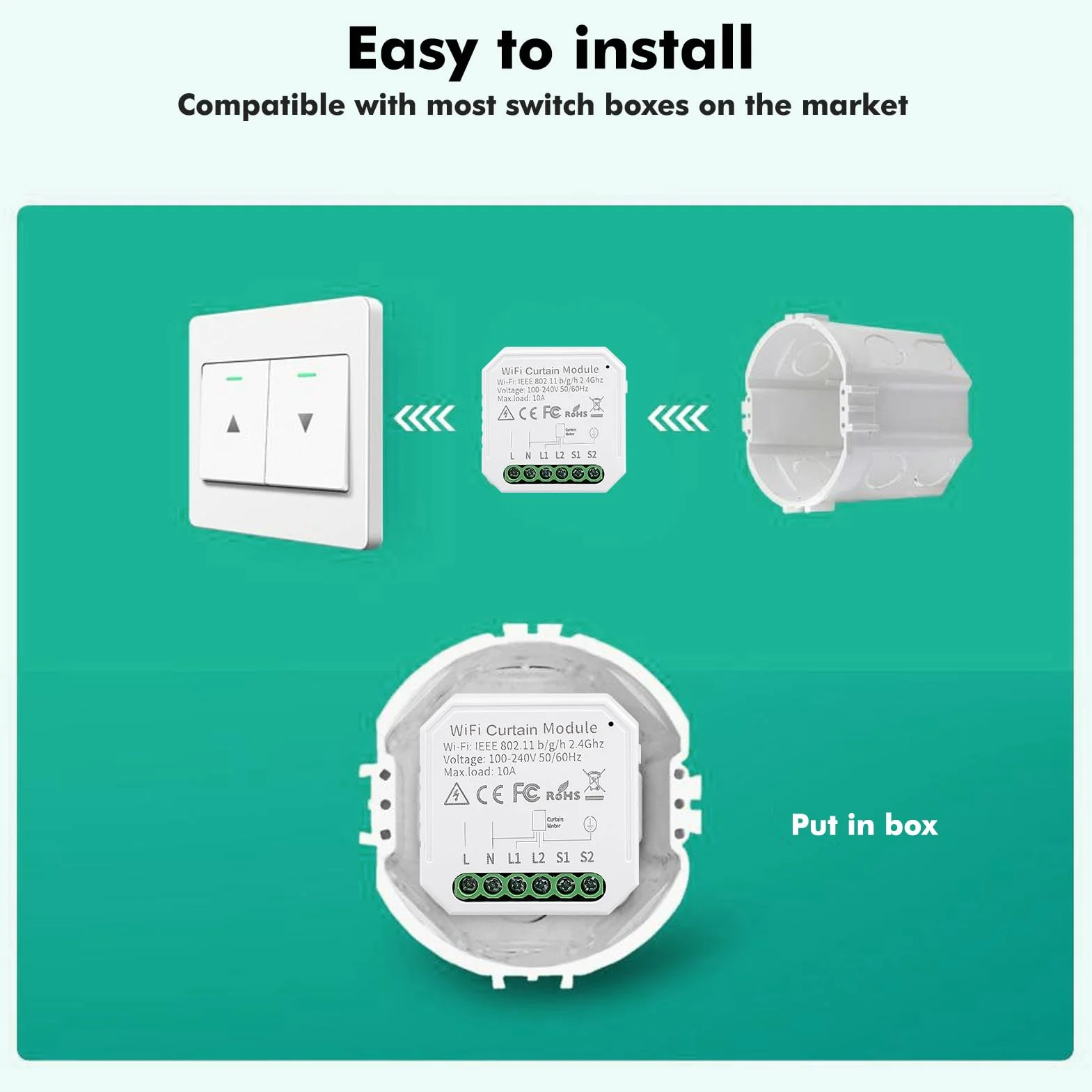 Inteligentny moduł przełącznika rolet Wi-Fi z timerem Tuya WiFi inteligentny przełącznik do zasłon, żaluzji, współpracuje z Alexa Google Home