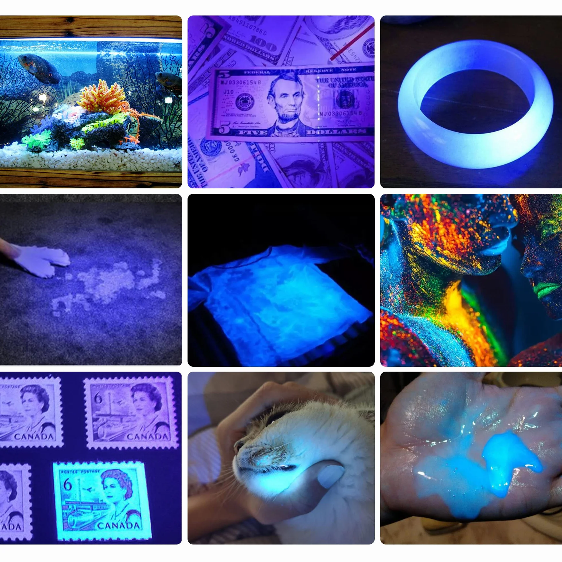 DARKBEAM Latarka UV 365 nm Światło Wood's Lampa Blacklight Ultrafioletowe LED Mini Torebka Detektor Plam Psiego Moczu Zwierząt 370 nm Identyfikacja Antyfałszerstw, Utwardzanie Żywicą
