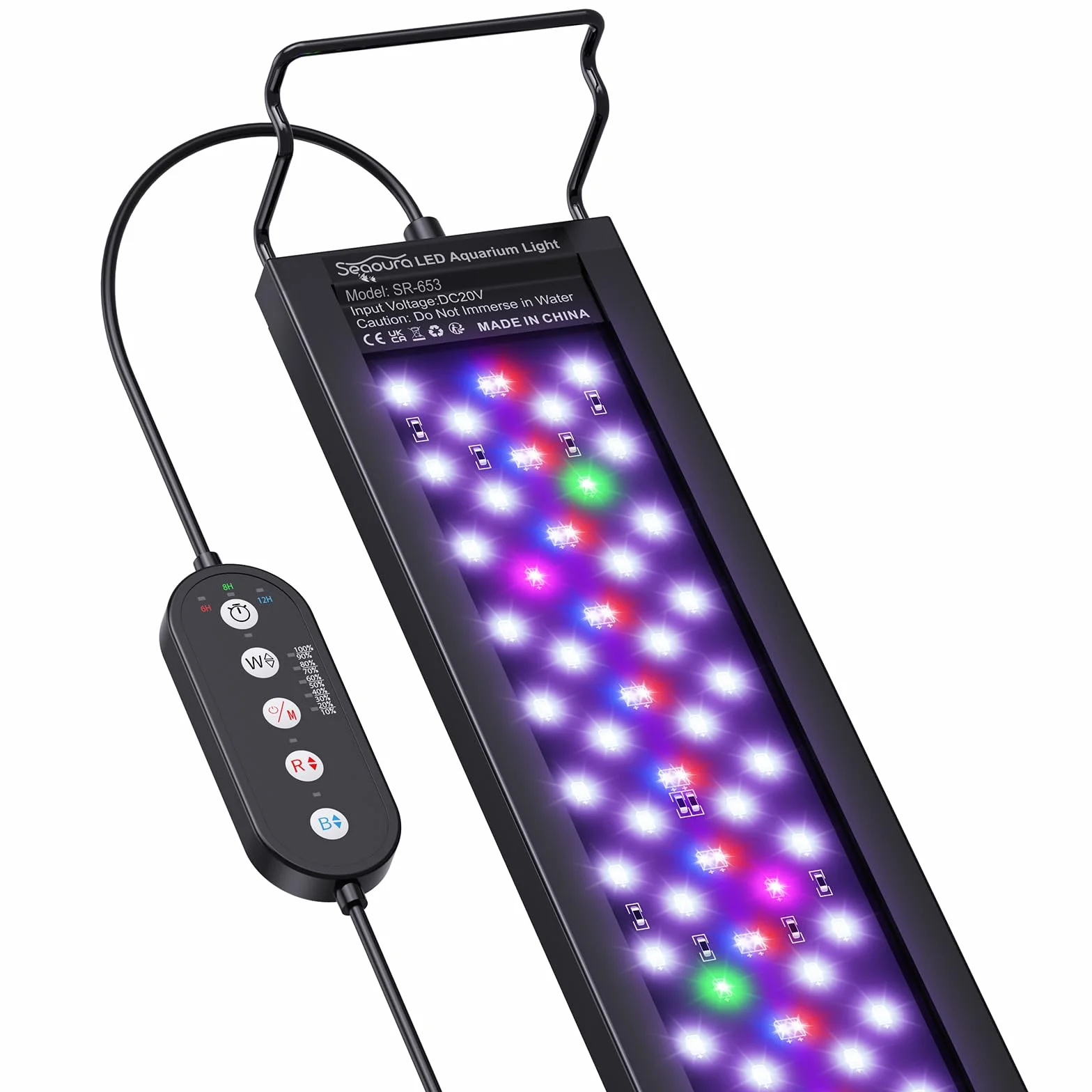 SEAOURA Oświetlenie LED do akwarium 30-45cm pełne spektrum timer WRB 3 kanały 10 jasności 11 kolorów