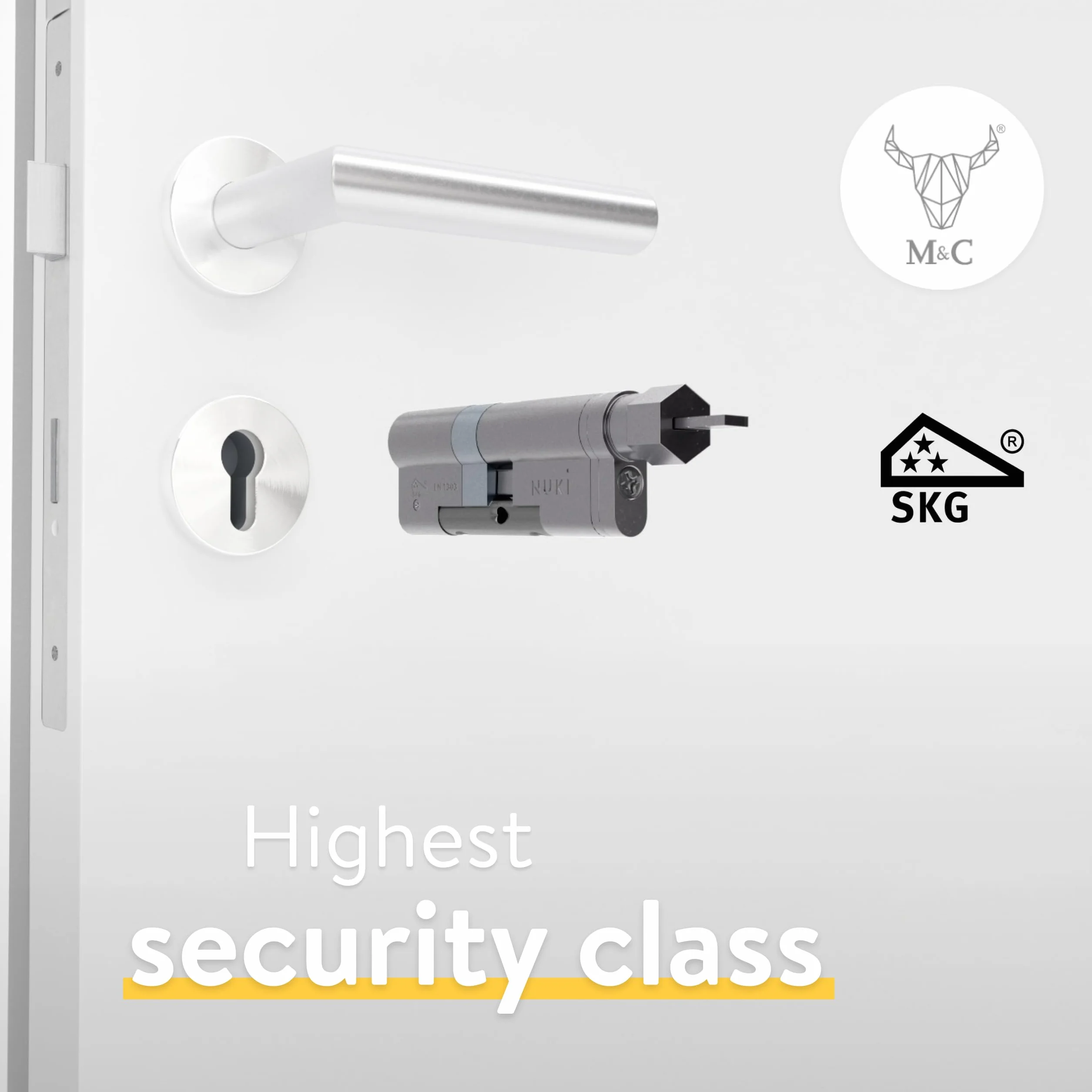 Nuki Uniwersalny cylinder, cylinder do Nuki Smart Lock, SKG***, z funkcją awaryjną, zestaw z 5 kluczami, elektroniczny zamek drzwi