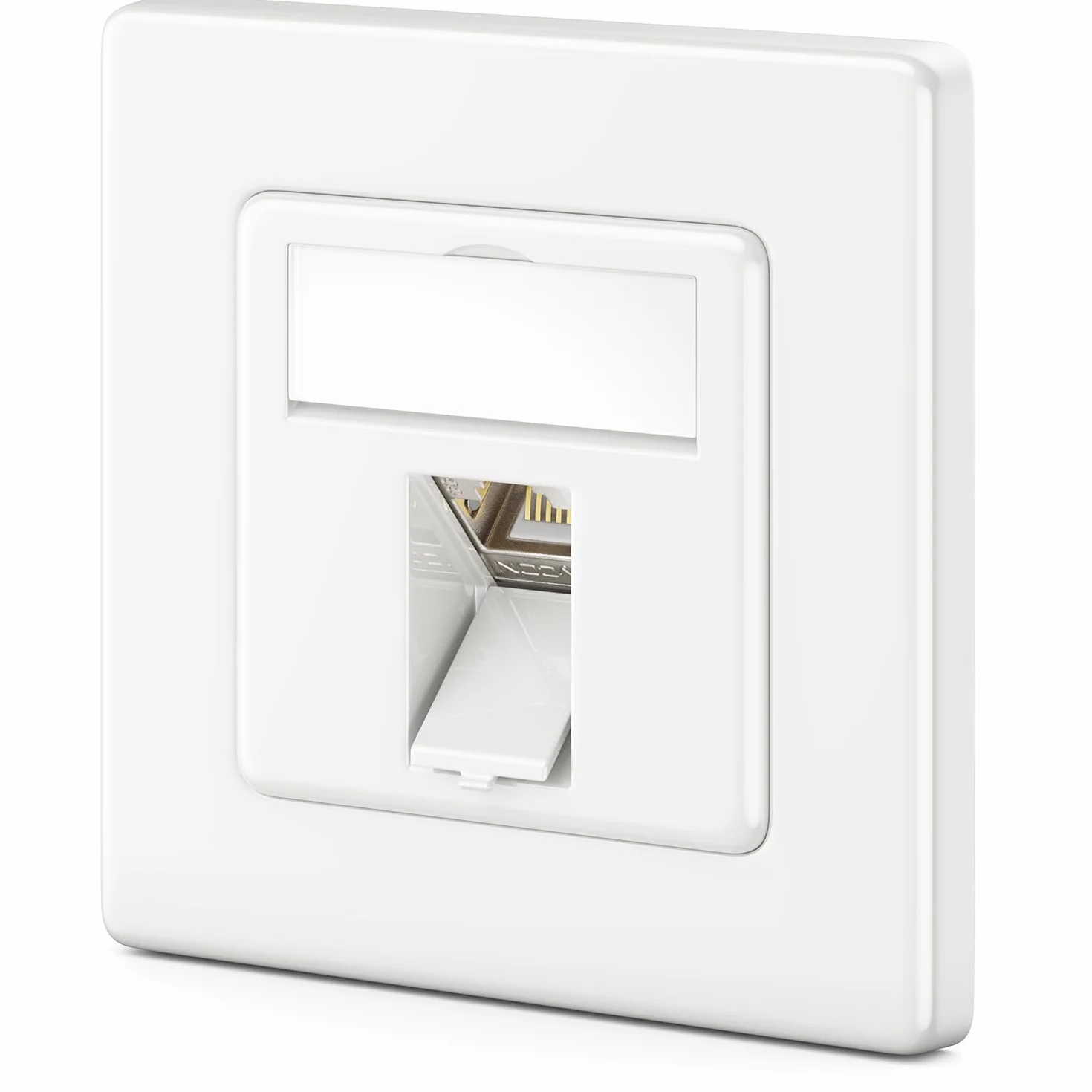 deleyCON 1x Gniazdko Sieciowe CAT8 Podtynkowe z Modułem RJ45 Keystone - 40 Gbps, STP Ekranowane - do Patchcordów, Kabli Sieciowych, Przewodów Instalacyjnych Ethernet - Gigabit LAN - Białe