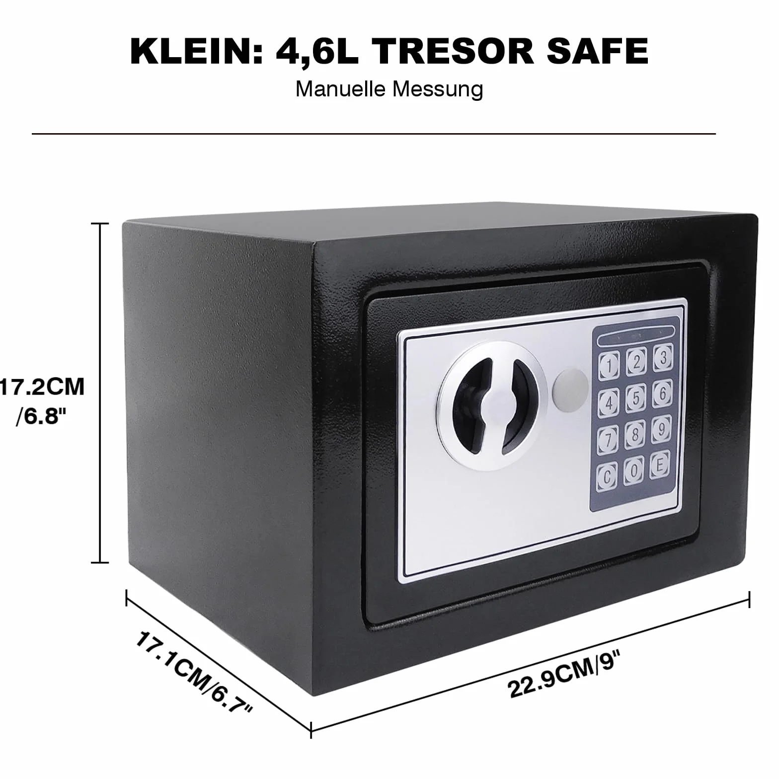 Sejf elektroniczny ognioodporny wodoszczelny 4,6 l podwójna blokada 23 x 17 x 17