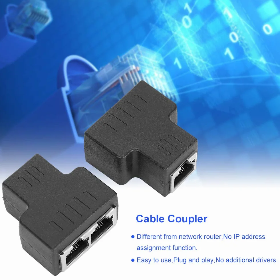 Przełączniki, 2 szt. adapter kabla Ethernet 1 cal 2-out RJ45 żeński interfejs LAN złącze przedłużacz kabla rozdzielacz do przewodu internetowego