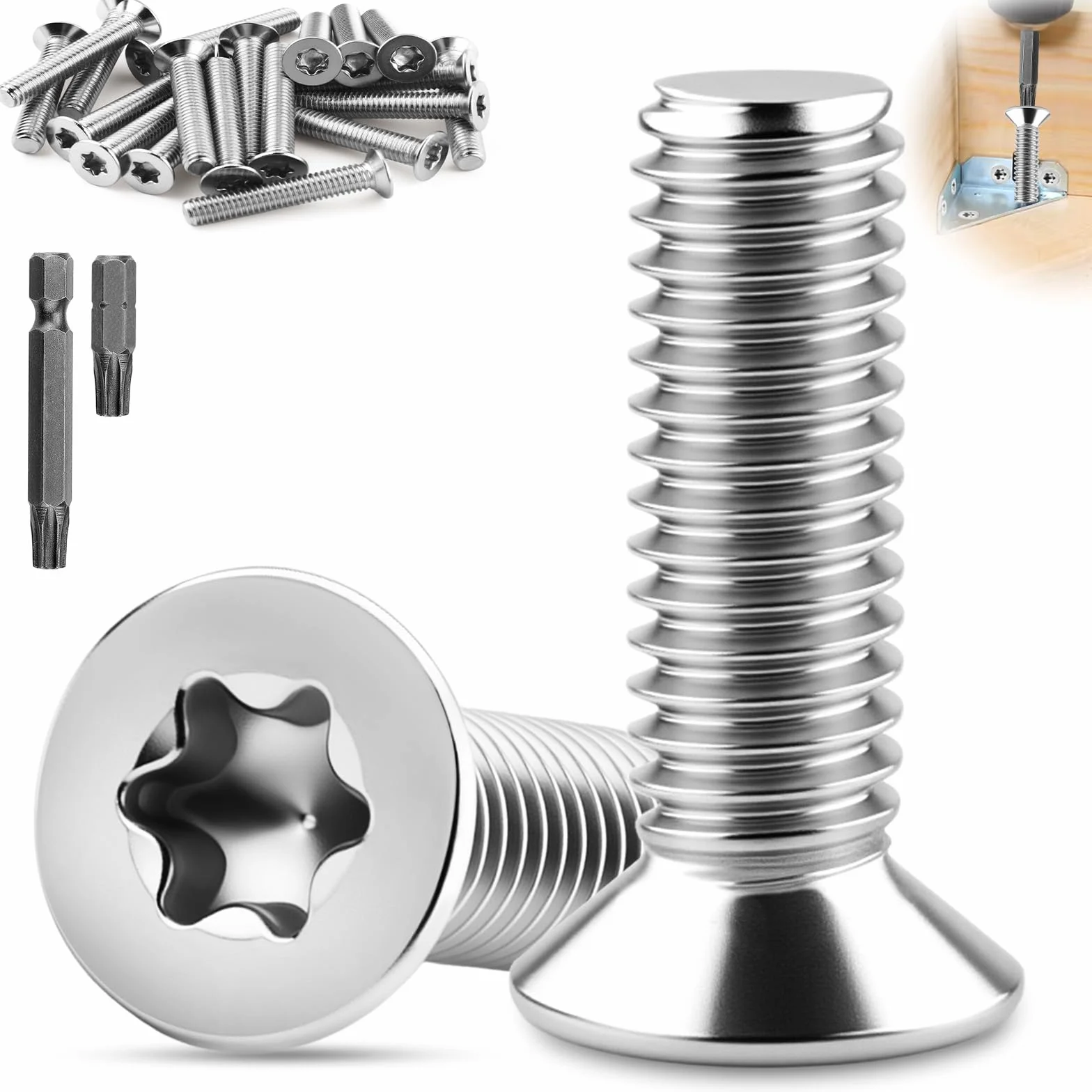 30 sztuk śrub z łbem wpuszczanym M4 x 30 mm, śruby z łbem wpuszczanym M4, stal nierdzewna A2 V2A, z gniazdem Torx/sześciogwiazdkowym, do urządzeń, maszyn, mebli