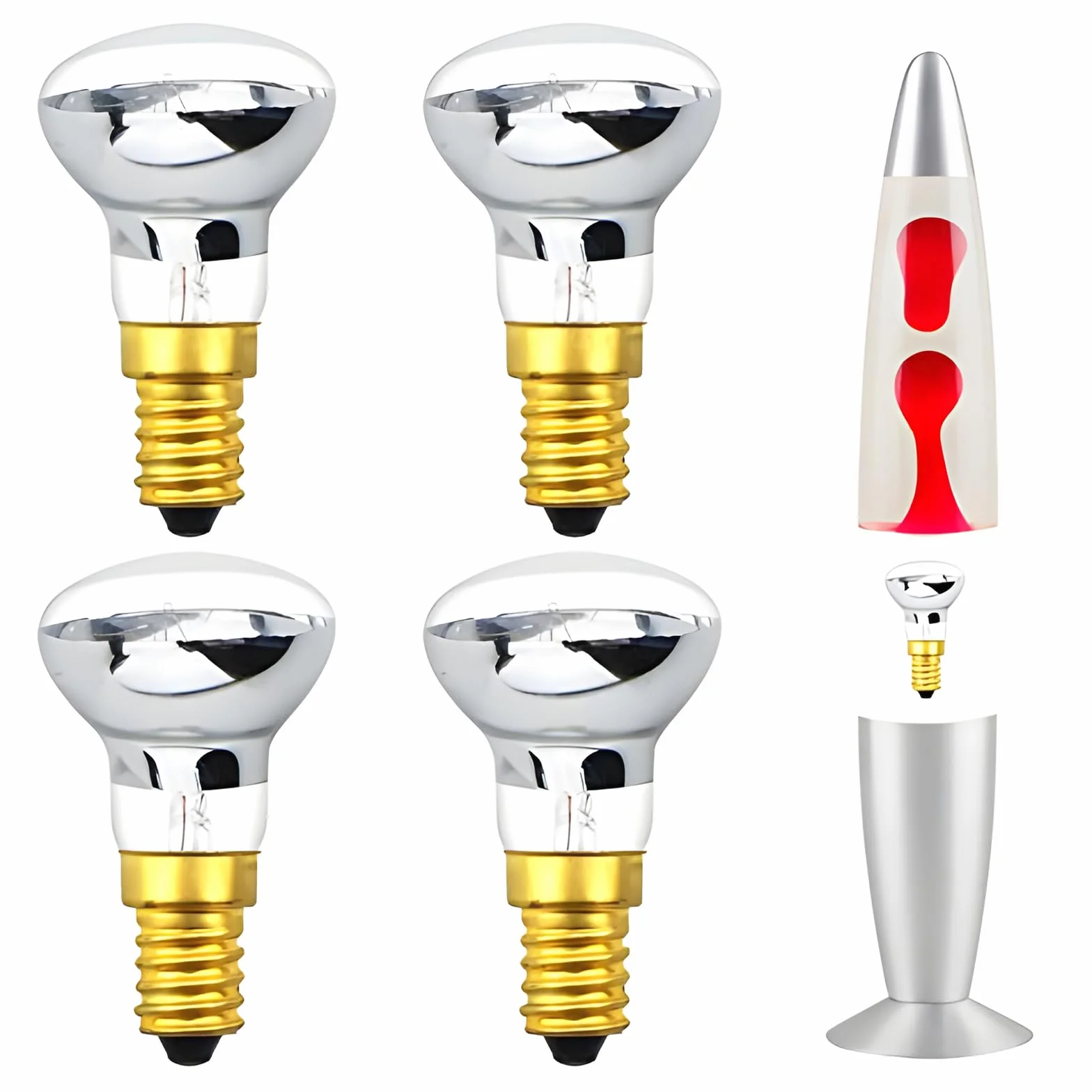 Klarlight Żarówka E14 R39 25 W, ciepła biel, SES, lampa lawowa, żarówka 240 V, mała żarówka Edisona, reflektor, reflektor 360°, kąt świecenia do lampy Lava Lite (4 sztuki)