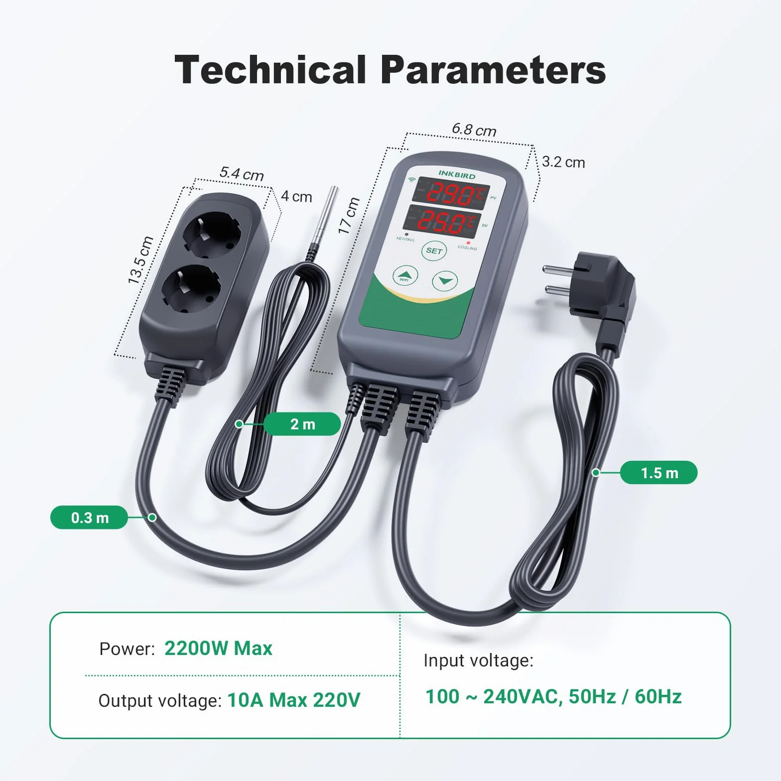Inkbird ITC-308-WIFI Termostat chłodzenia ogrzewania, kontroler temperatury gniazda za pomocą aplikacji