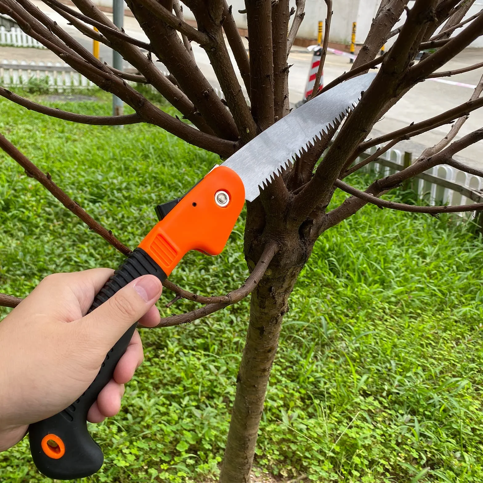 Piła składana 18 cm brzeszczot stalowy Newaner pomarańczowa