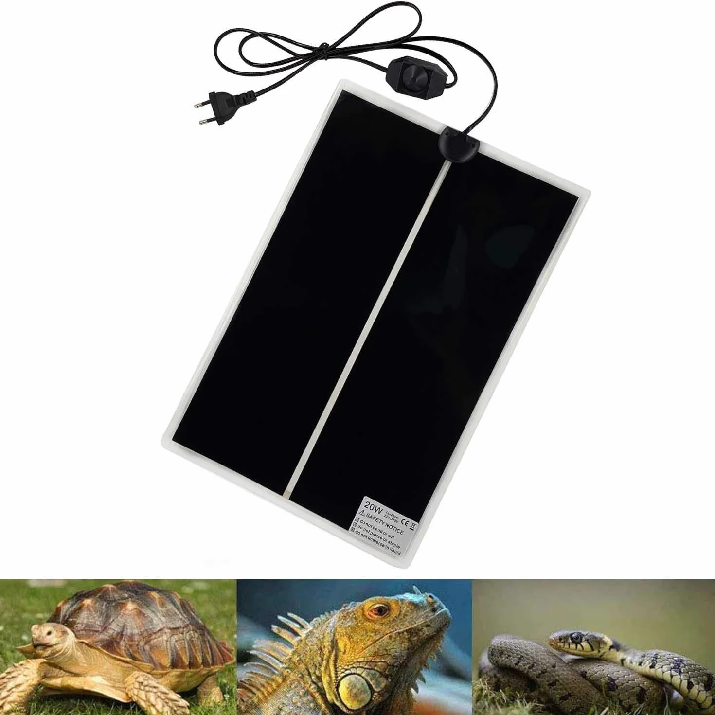 Mata grzewcza dla gadów, PeSandy 42 x 28 cm, regulowana mata grzewcza Terrarium z regulacją temperatury dla gadów, żółw, węży, jaszczurki, gekony, pająki, mata bezpieczeństwa do akwarium