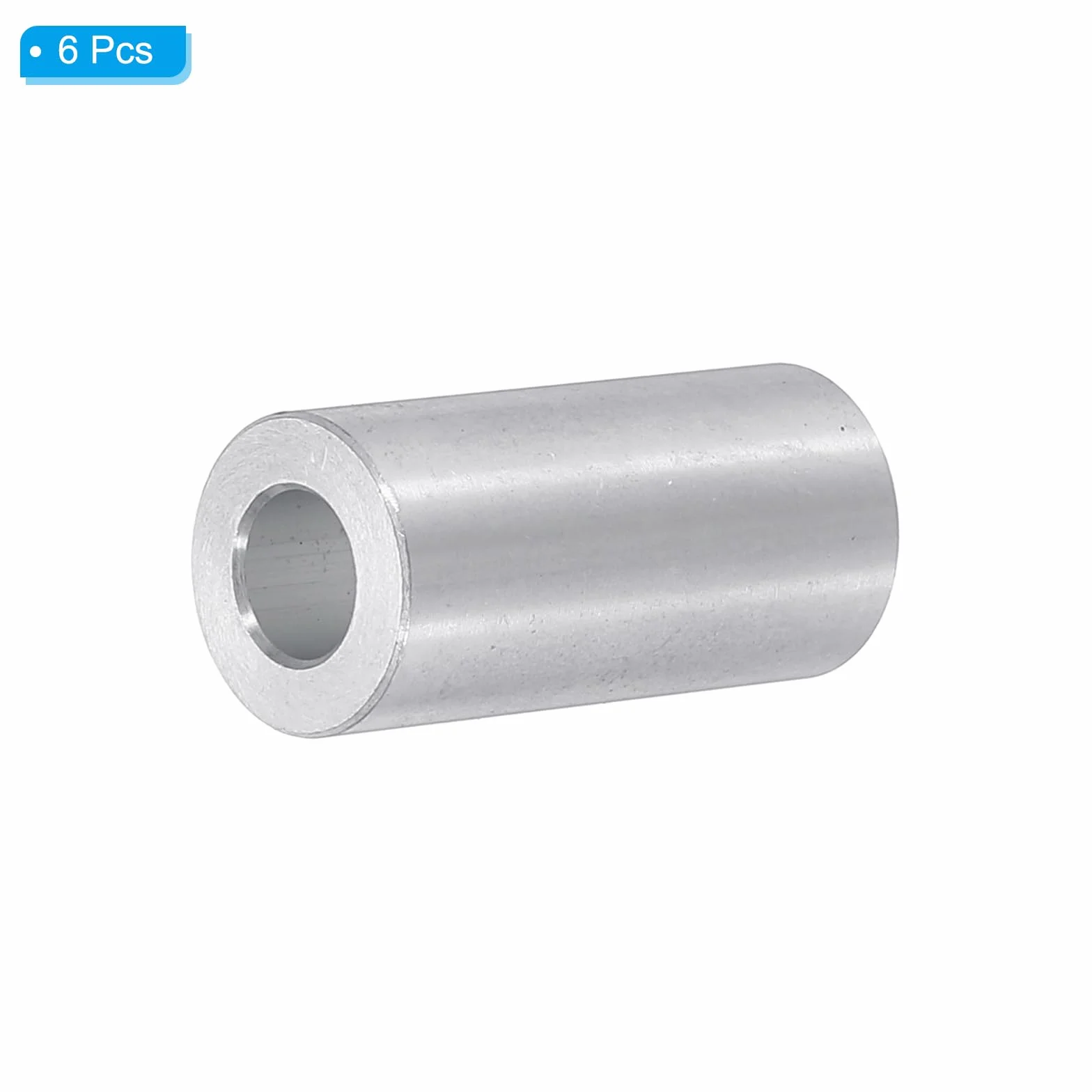 PATIKIL Aluminiowe podkładki dystansowe M6, 6 szt. 1/4 cala X1/2 cala okrągłe metalowe podkładki dystansowe do śrub 1/4 lub M6, niegwintowana tuleja dystansowa 1 3/16 cala L, 6,2 x 12 x 30 mm