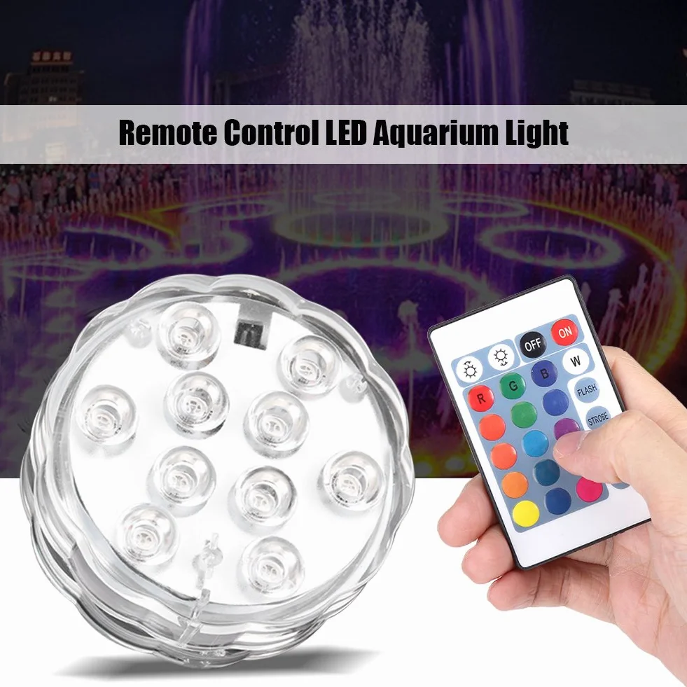 Zatapialne diody LED Wodoodporna dioda LED zmieniająca kolor Podwodna elektroniczna herbata Okrągła świetlna z pilotem do akwarium Ogród Basen Staw Wesele Halloween Halloween Lampki świąteczne