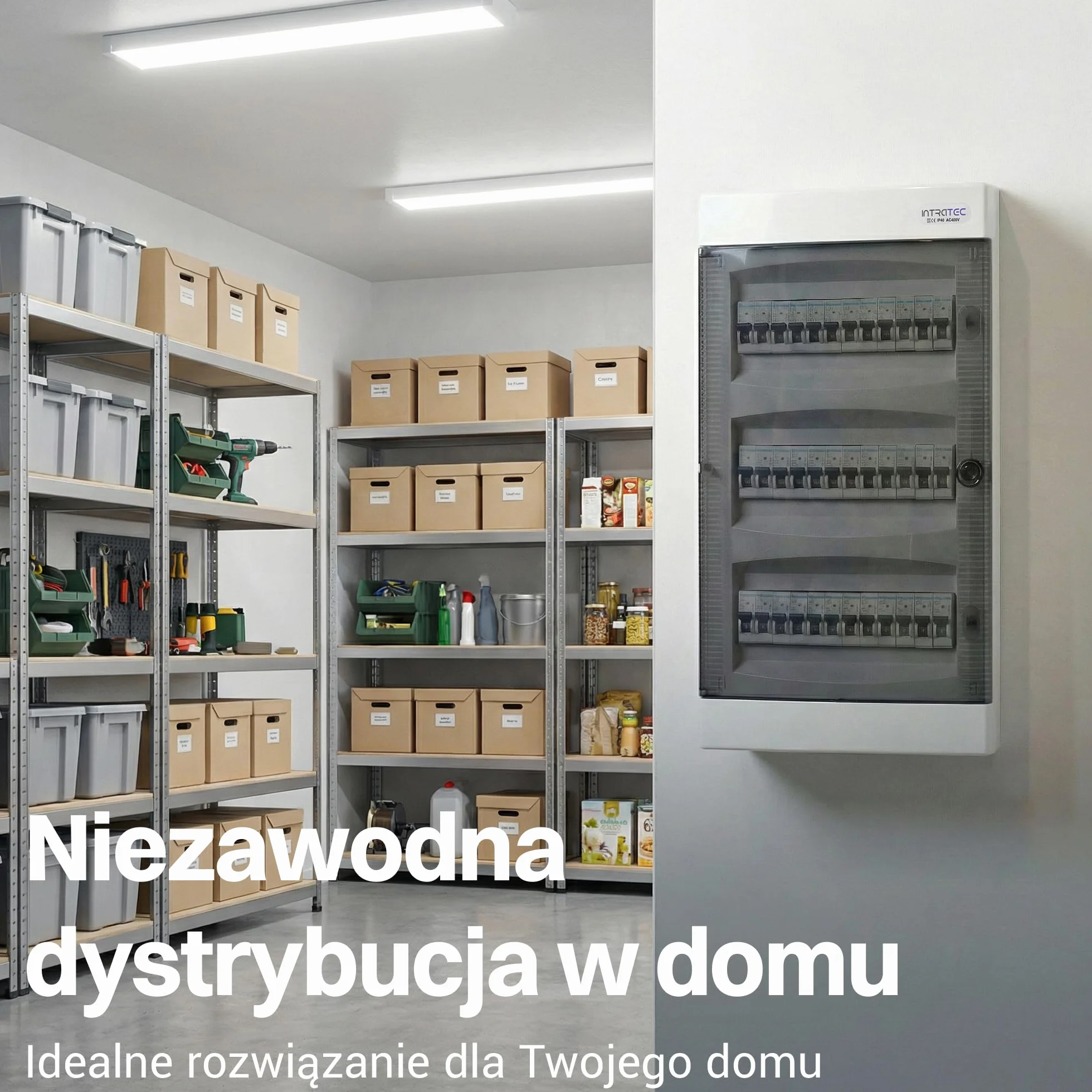 Intratec Skrzynka Rozdzielcza Podtynkowa 3 Rzędowa – Skrzynka Rozdzielcza IP40 na 36 Modułów z Przezroczystymi Drzwiami i Szyną do Łatwej Instalacji Elektrycznej w Domu i Firmie – 482 x 283 x 106mm