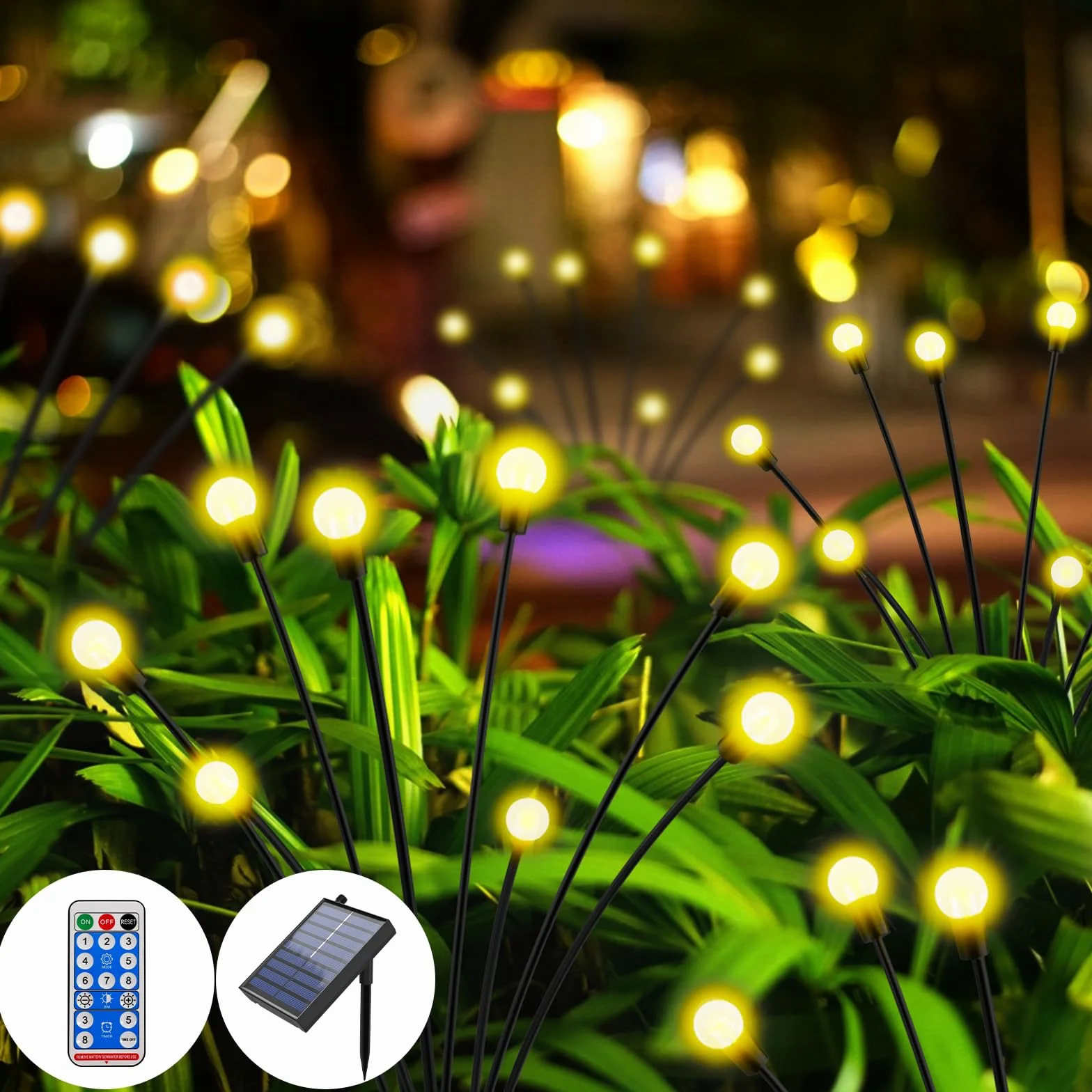 AONESY Lampy solarne do użytku na zewnątrz, do ogrodu, 4 sztuki, 32 diody LED, wodoszczelne, do ogrodu, na taras, podwórko, drzewa, imprezę, festiwal, wesele (ciepła biel)