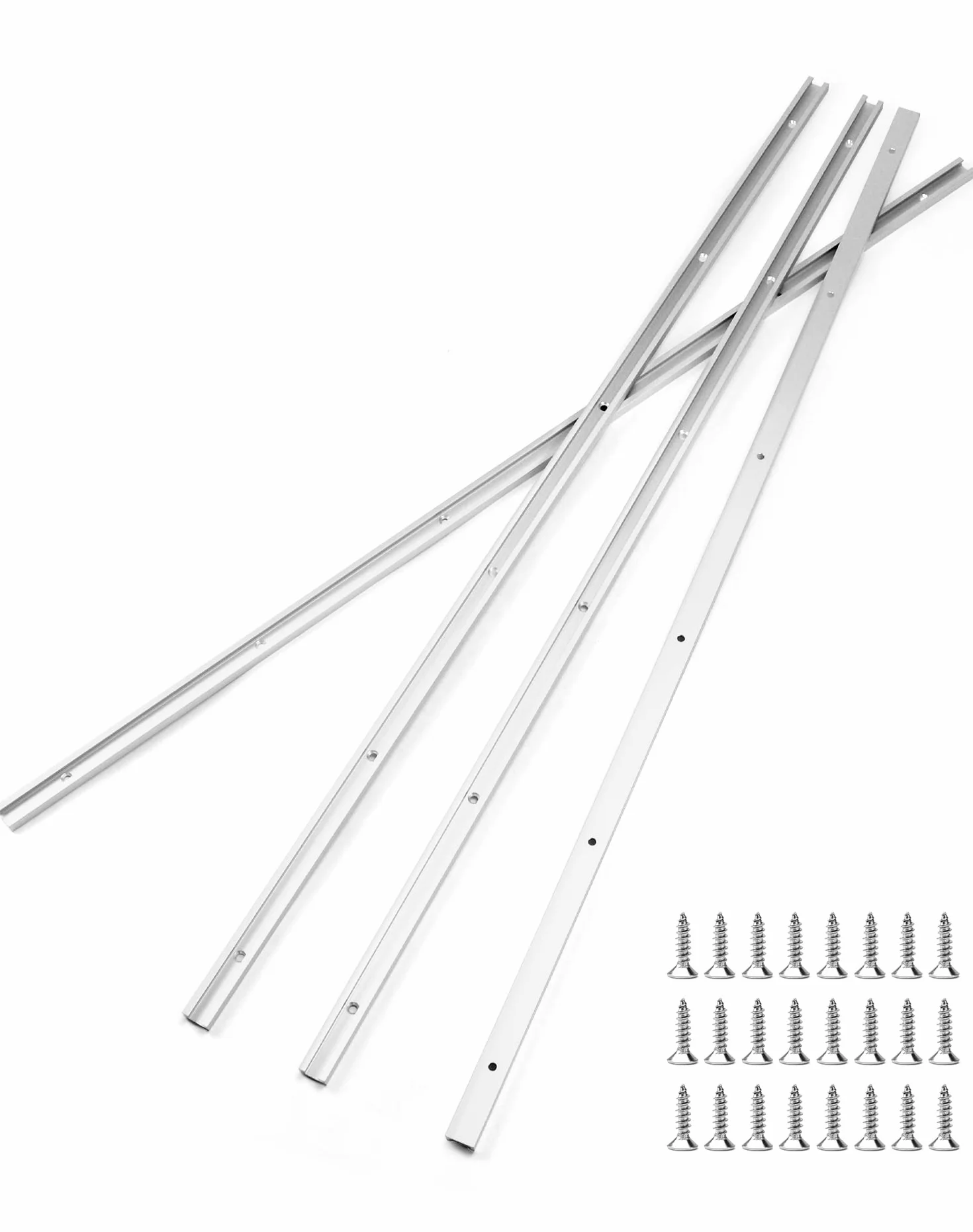 QWORK® Szyna T 91 cm, aluminiowa szyna skośna, z podwójnym profilem tnącym, do piły stołowej, narzędzia do obróbki drewna, 19 x 10 mm, 4 sztuki