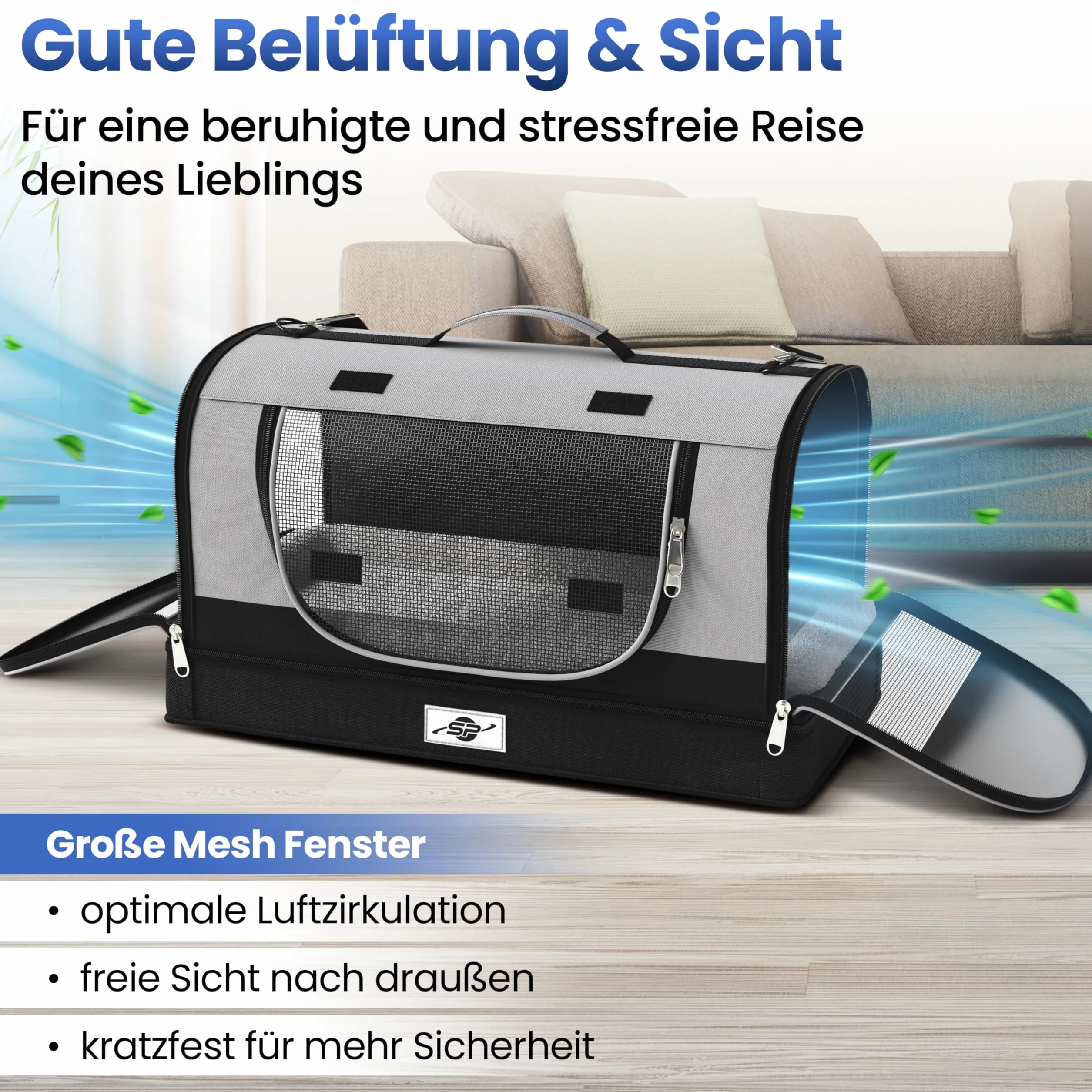 Smart-Planet Torba transportowa dla kotów i psów składana 8 kg 50x30x30 cm z paskiem
