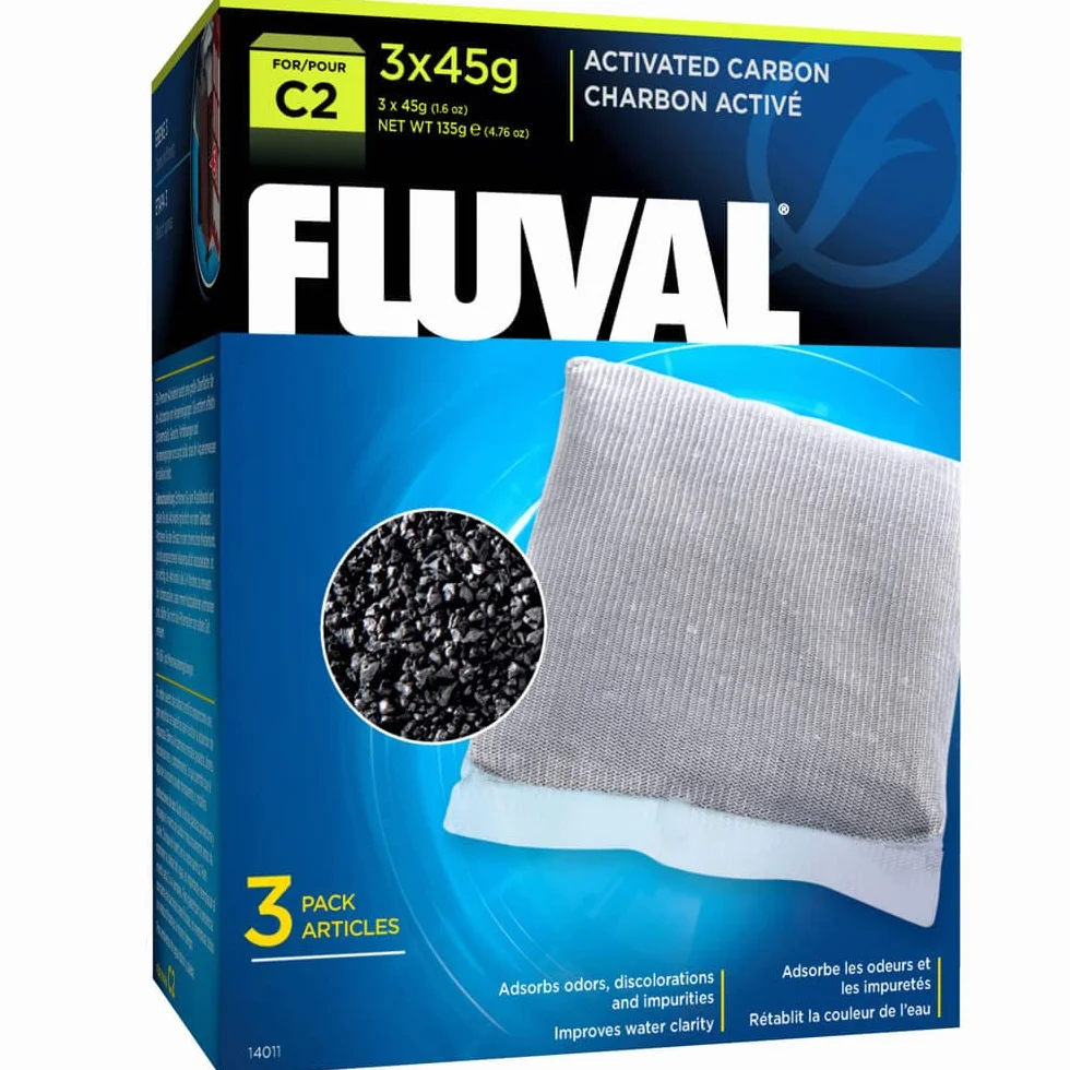 Fluval C2 węgiel aktywny, zamiennik nośnika filtrującego do akwarium, 3-pak, 14011