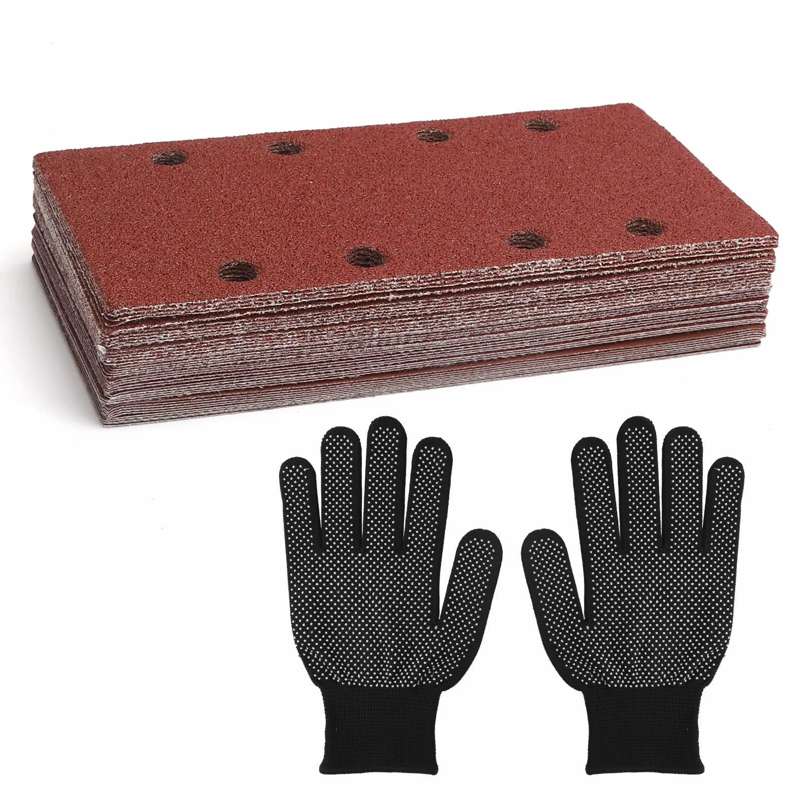 APOMOONS 40 sztuk papieru ściernego, 93 x 185 mm, 8 otworów, do drewna, metalu i koloru, ziarnistość 60/80/120/180/320/600/800/1000