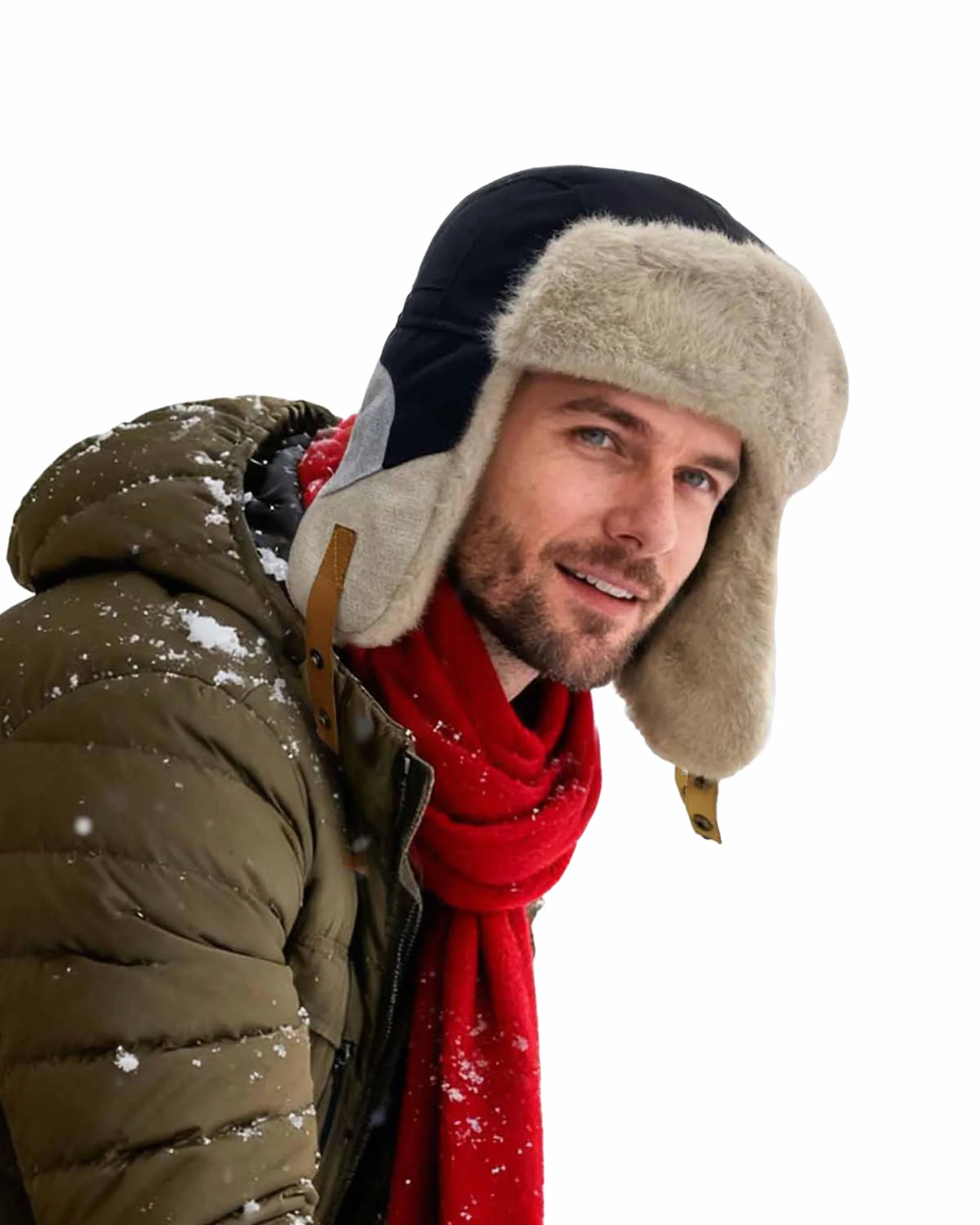Clakllie Unisex czapka lotnicza, zamszowa, wiatroszczelna, czapka traperska, ciepła czapka ze sztucznego futra, rosyjska czapka, ciepła bawełniana czapka