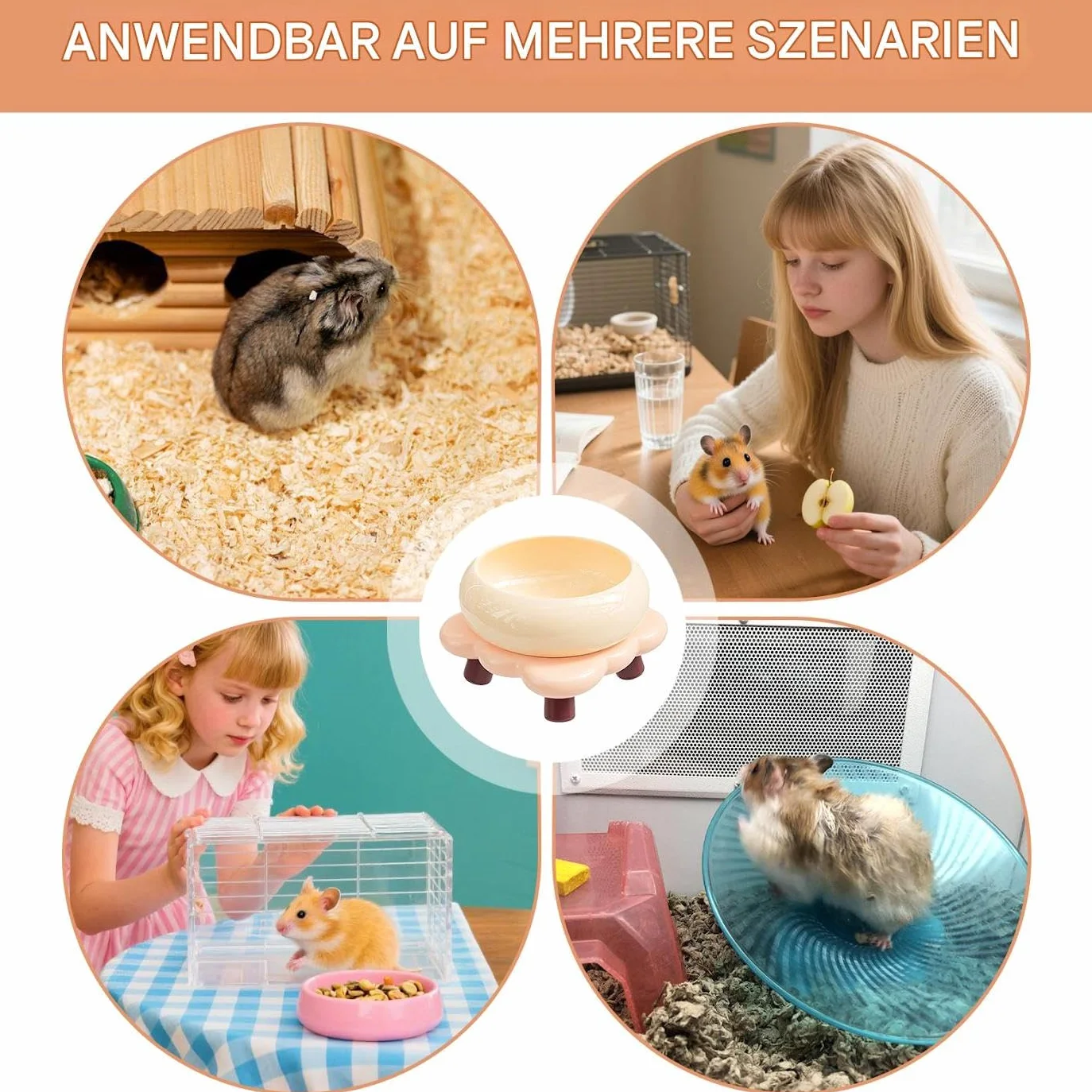 Ceramiczny pojemnik na karmę dla chomików, dla małych zwierząt, dla myszy, degus, fretek, wiewiórek, szynszyli, jeży
