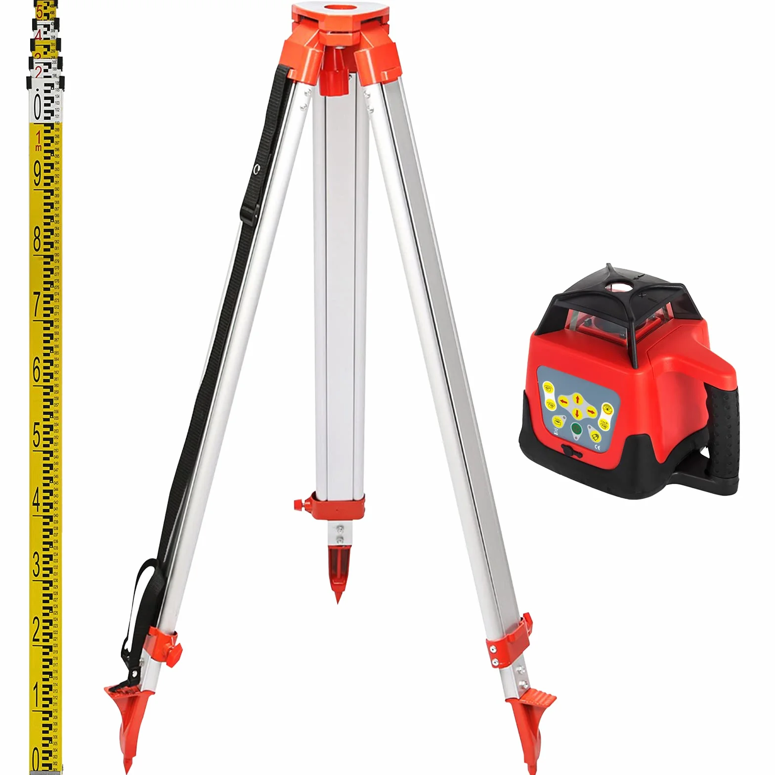 VEVOR Laser obrotowy 500 m czerwony 360° wodoodporny pyłoszczelny 20 h